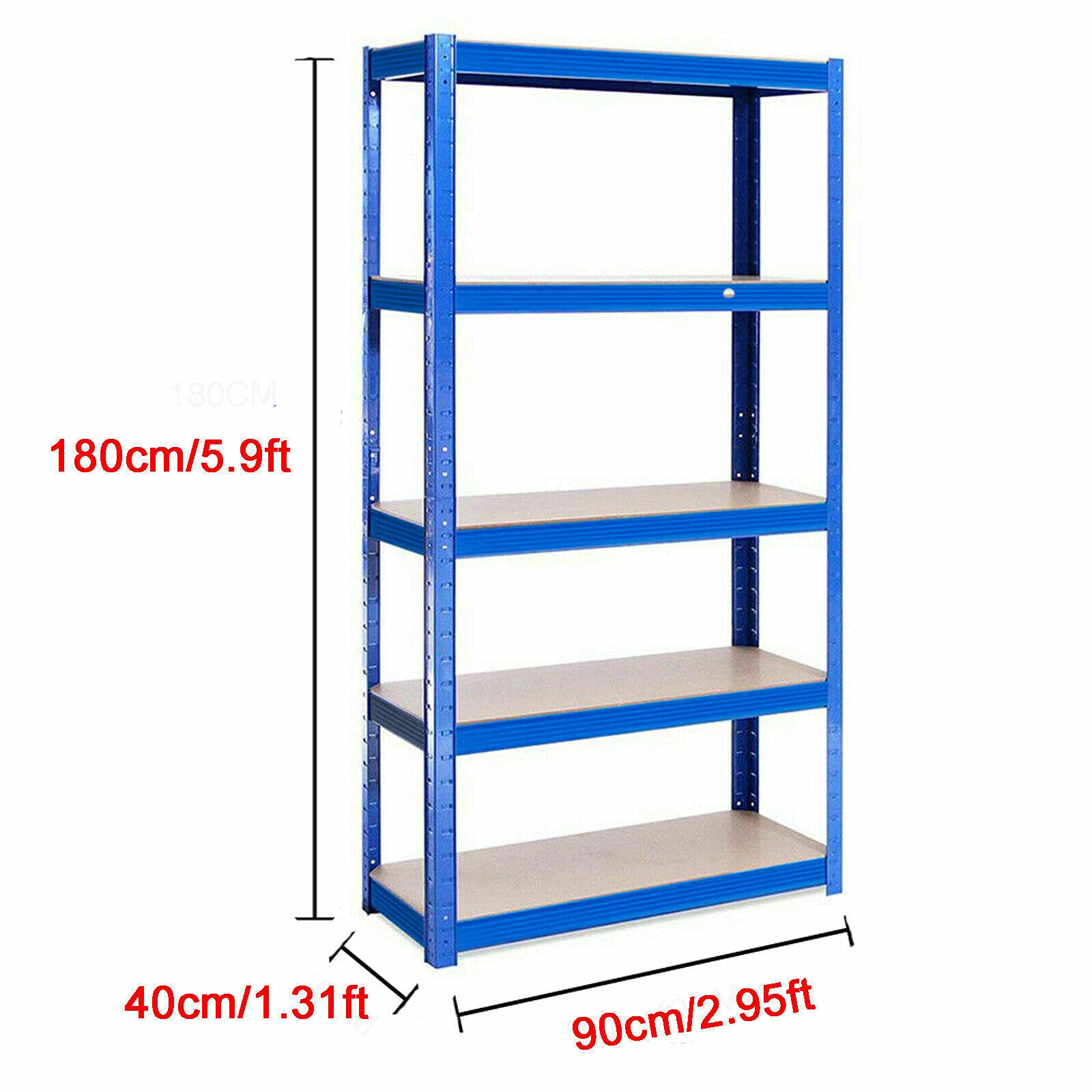 HSHa Metalowe regały wolnostojące, do 175 kg na regał, stalowy regał do warsztatu, szopy, biura, do dużych obciążeń (180 x 90 x 40 cm, niebieski)