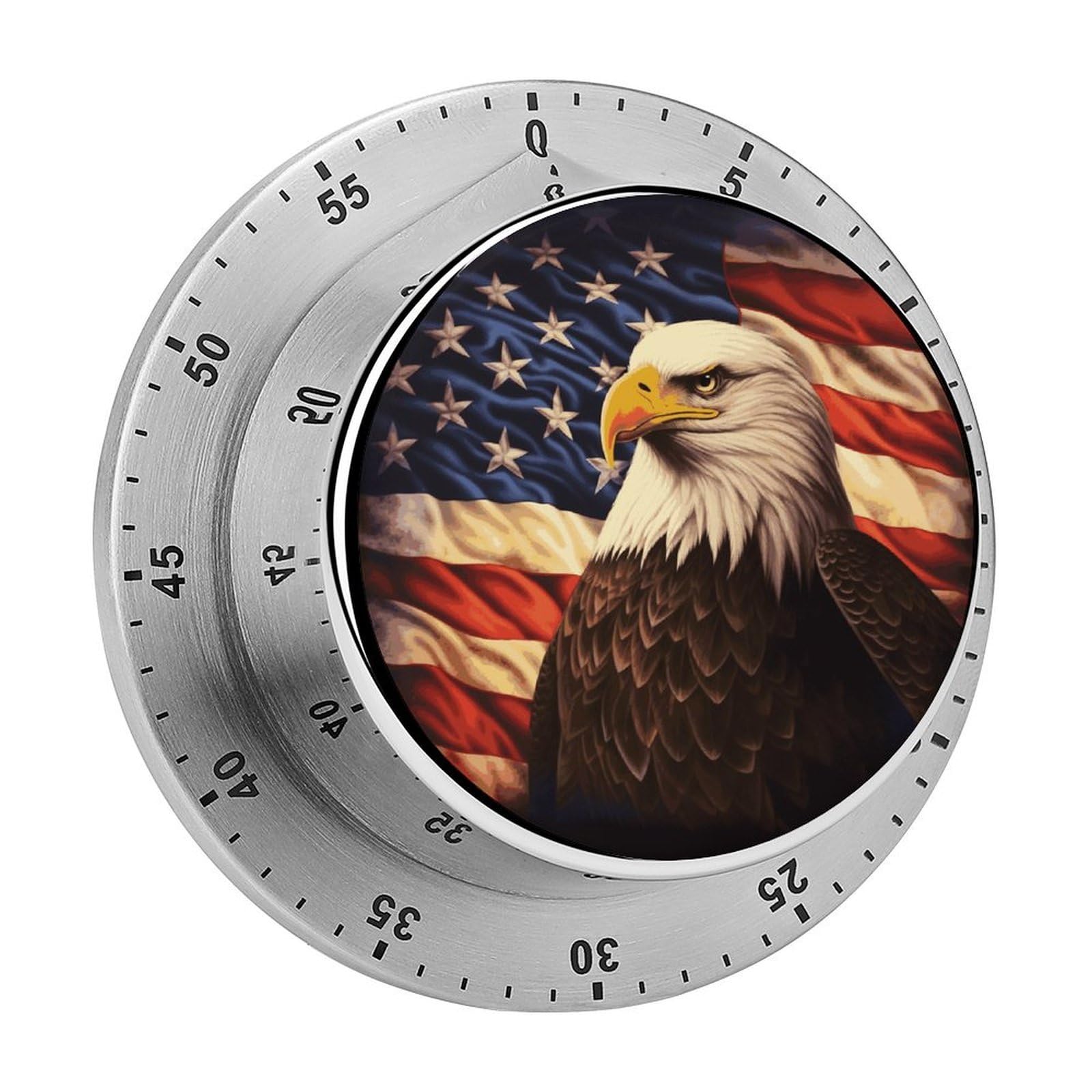 Flag and Eagle Timer Desk Productivity Teacher Supplies Kitchen Magnetic Countdown Mechanical Timer for Cooking, Egg, Teacher, Exercise, Oven.