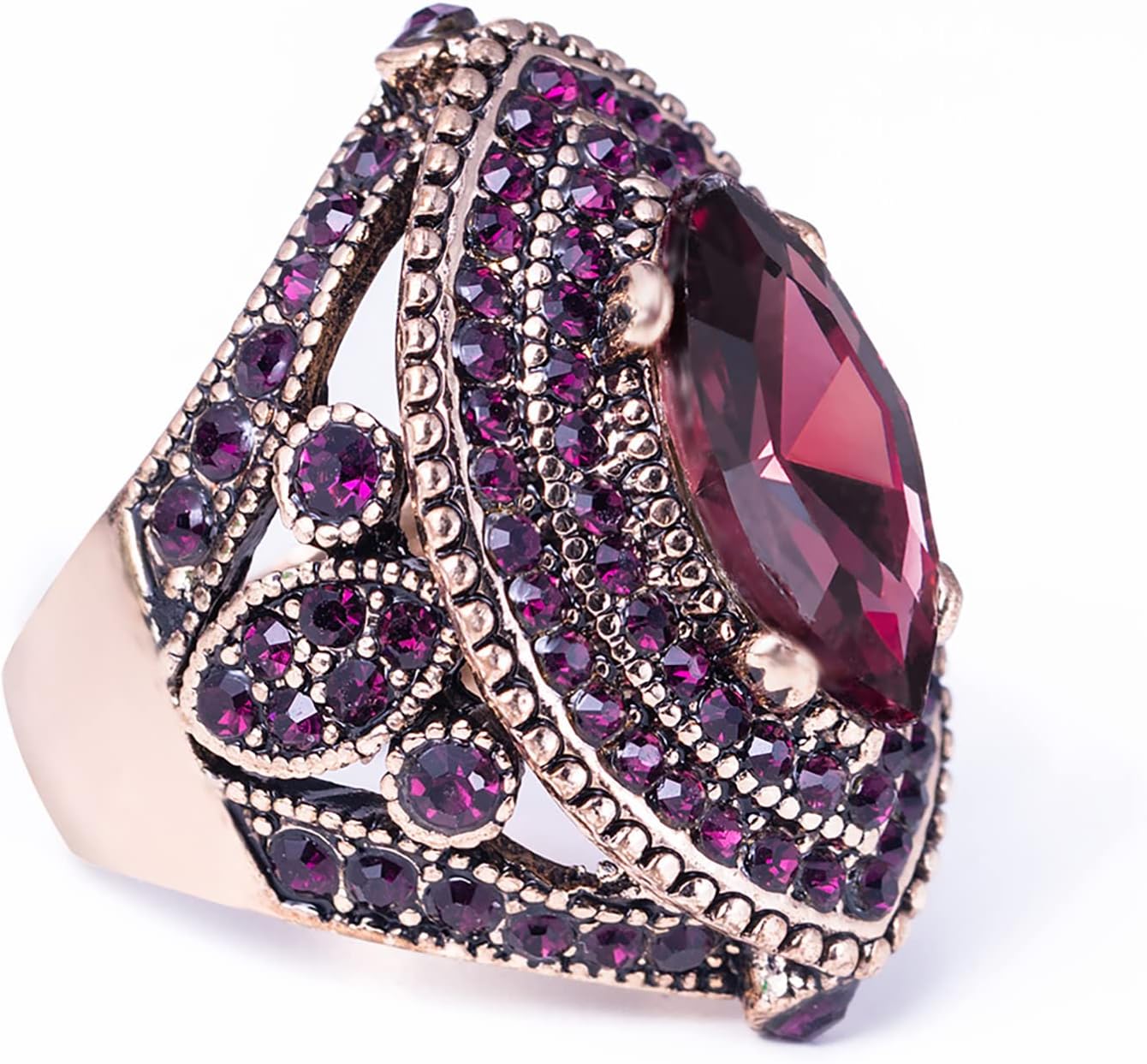 Women Ring - 32mm Turkish Style Purple Gemstone Vintage Ring Women Jewelry J0769PURPLE