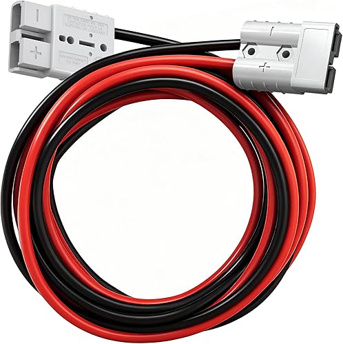 IZTOSS Conector Anderson de 50 A con cable 6AWG para cable de calibre 6 a 12, conector rápido de batería, montacargas, enchufe, remolque,