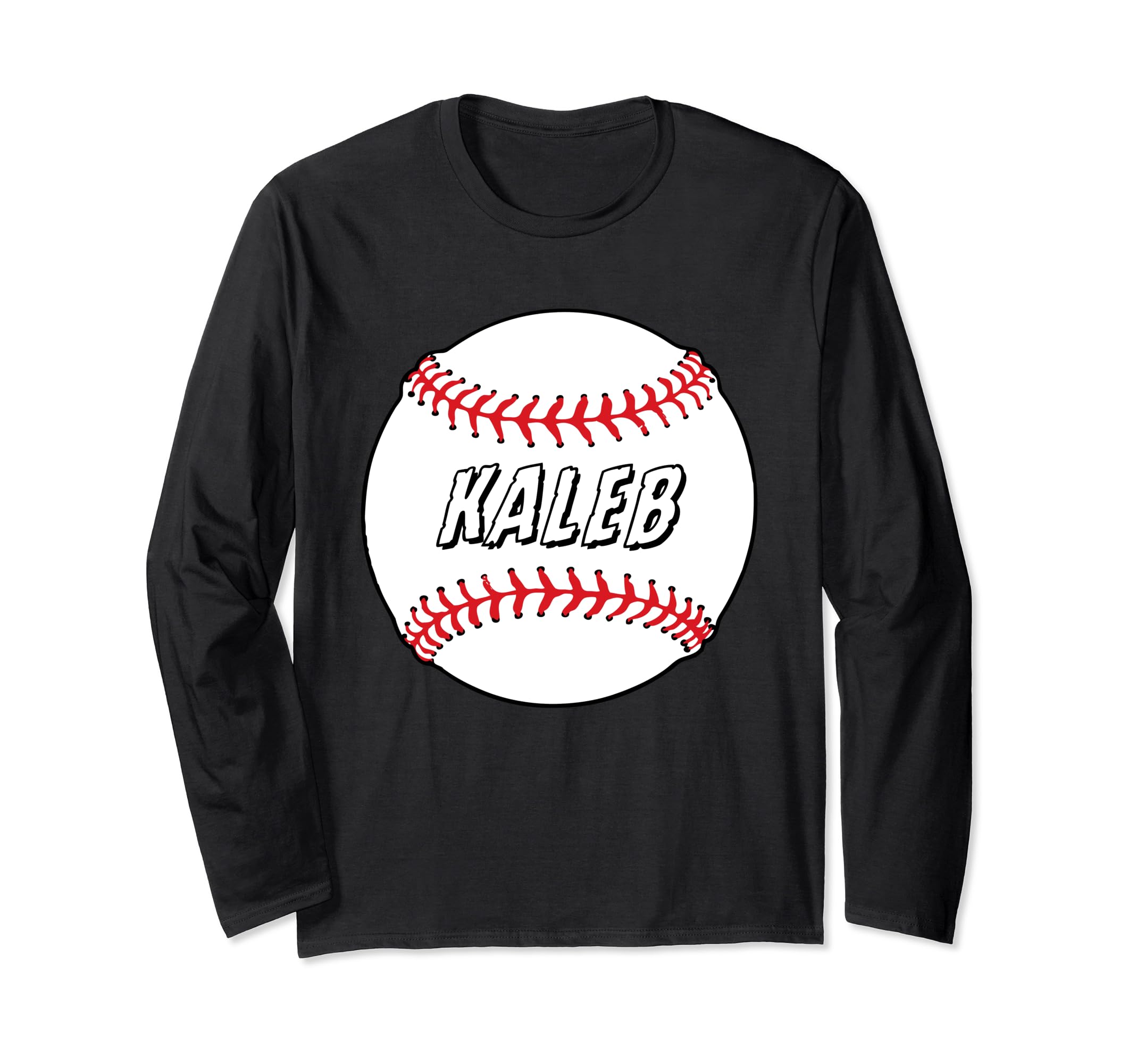 Novelty Personalized Name Kaleb Sports Celebrations Baseball Long Sleeve T-Shirt