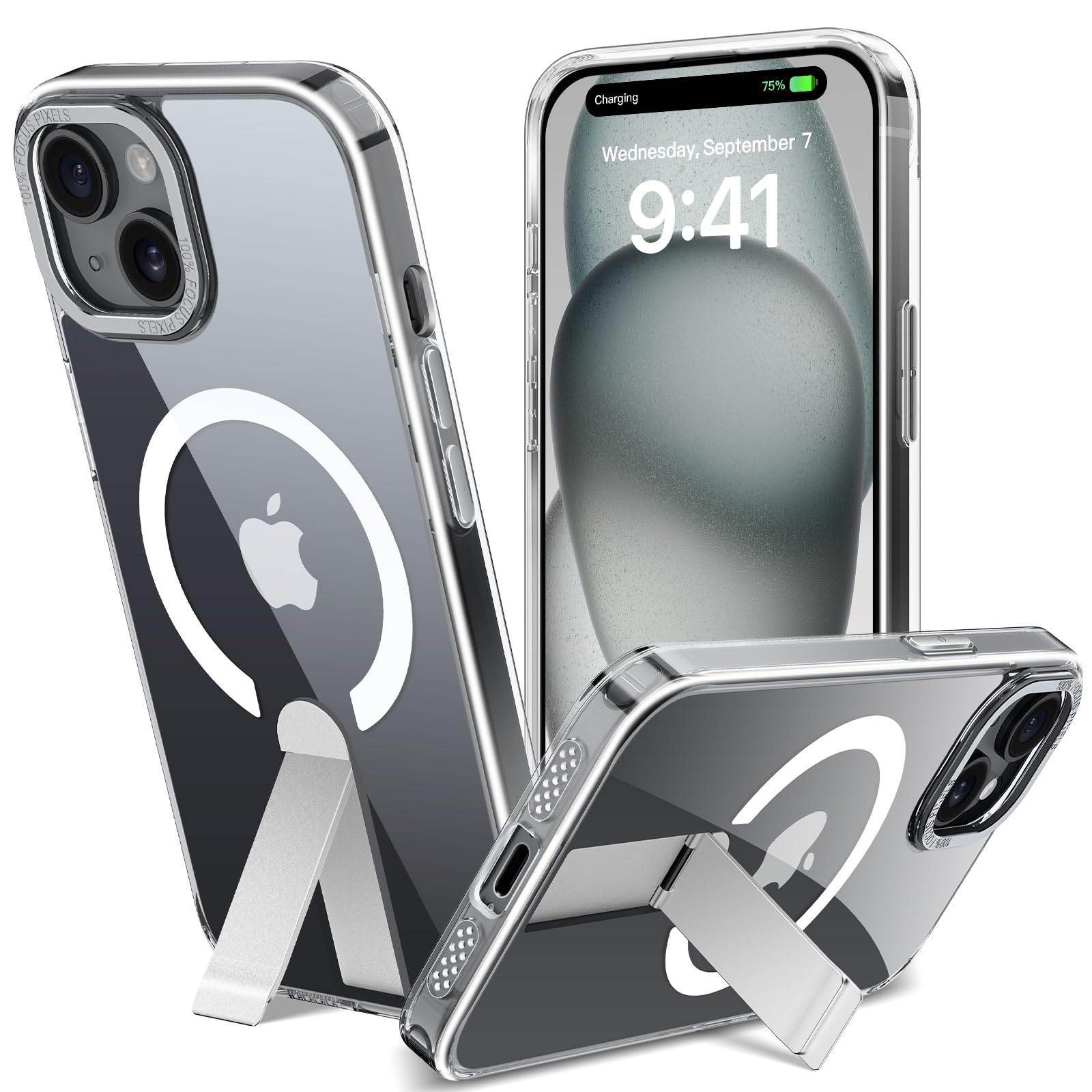DOMAVER Cover Magnetica con Cavalletto Metallico per iPhone 15 DOMAVER Cover Magnetica con Cavalletto Metallico per iPhone 15