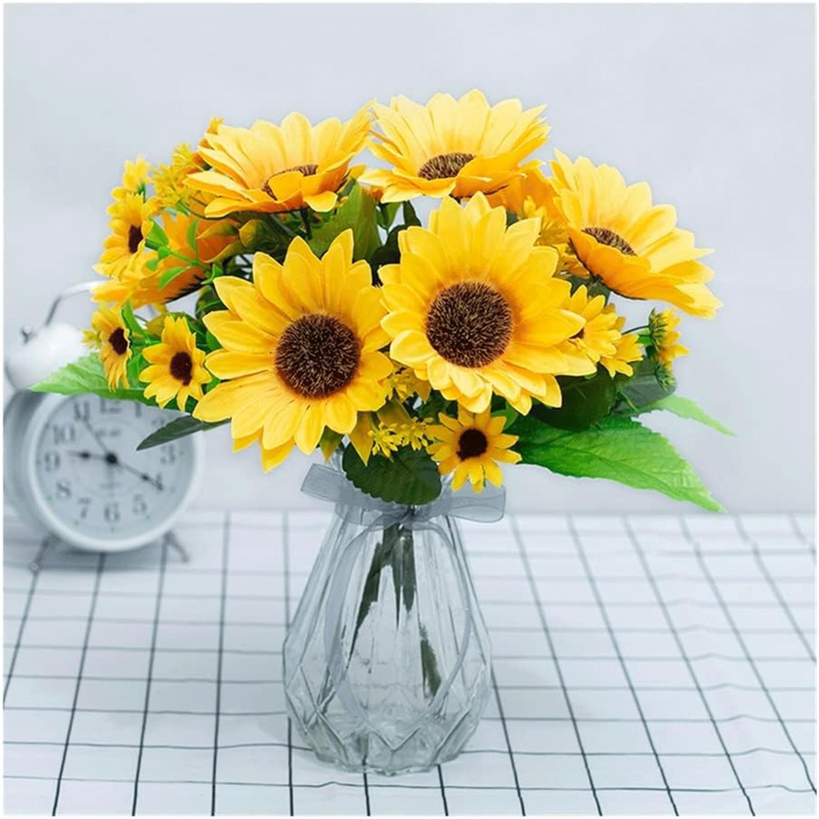 XDLEDMKIZ Flowers Artificial Sunflowe Faux Artificial Flowers Bouquet Realistic Fake Floral Potted Plant Flower Arrangement
