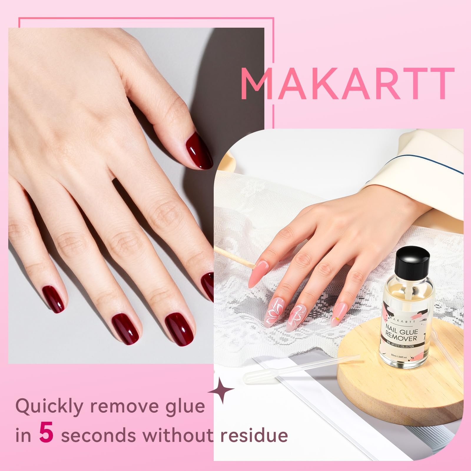Makartt Nail Glue Remover für Nagelspitzen,50ml Nagelkleber Entferner für Press on Nails False Nails
