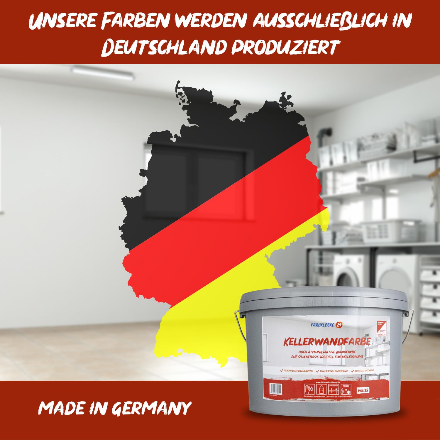 Kellerwandfarbe 10L weiß, atmungsaktive Wandfarbe, Silikatfarbe Keller, Keller Farbe