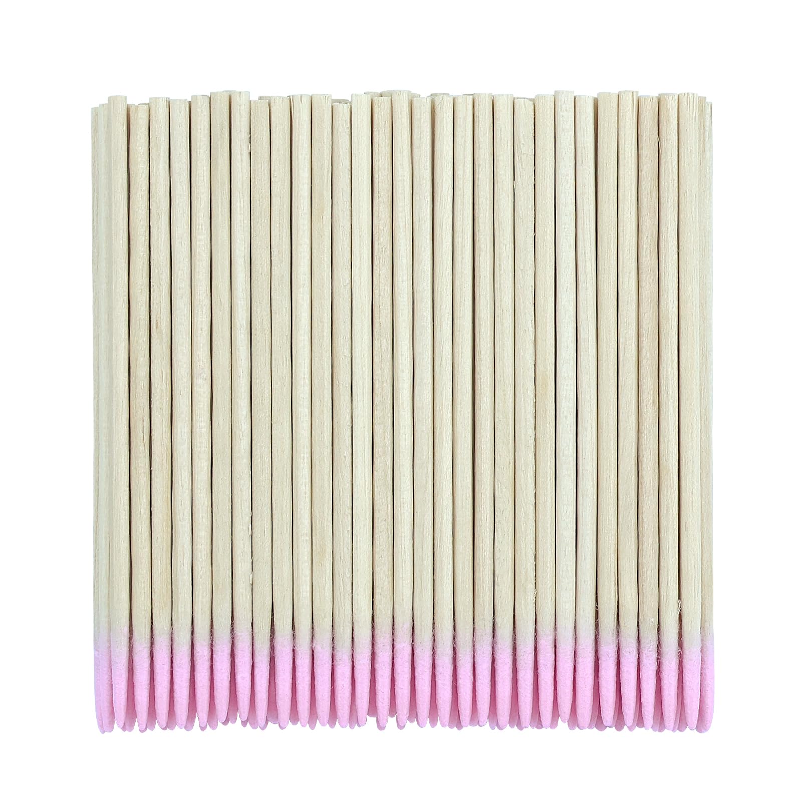 Lot de 200 cotons-tiges de 7 cm avec pointe pointue, bâtonnets de nettoyage en bois pour tatouage, sourcils, ongles (rose)