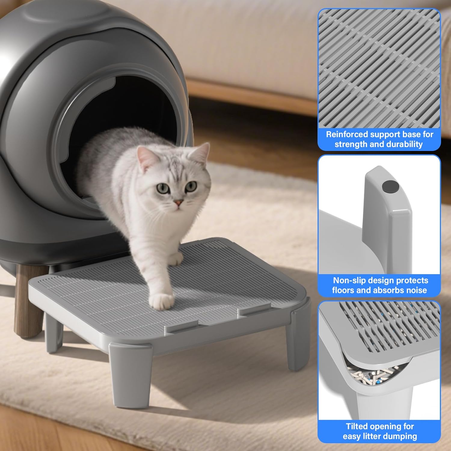 G1 Self Cleaning Litter Box Footstool Compatible with Automatic Cat Litter Box, Self-Cleaning Cat Box Step Stairs, Litter Trapper, Easy Clean, Anti Tracking