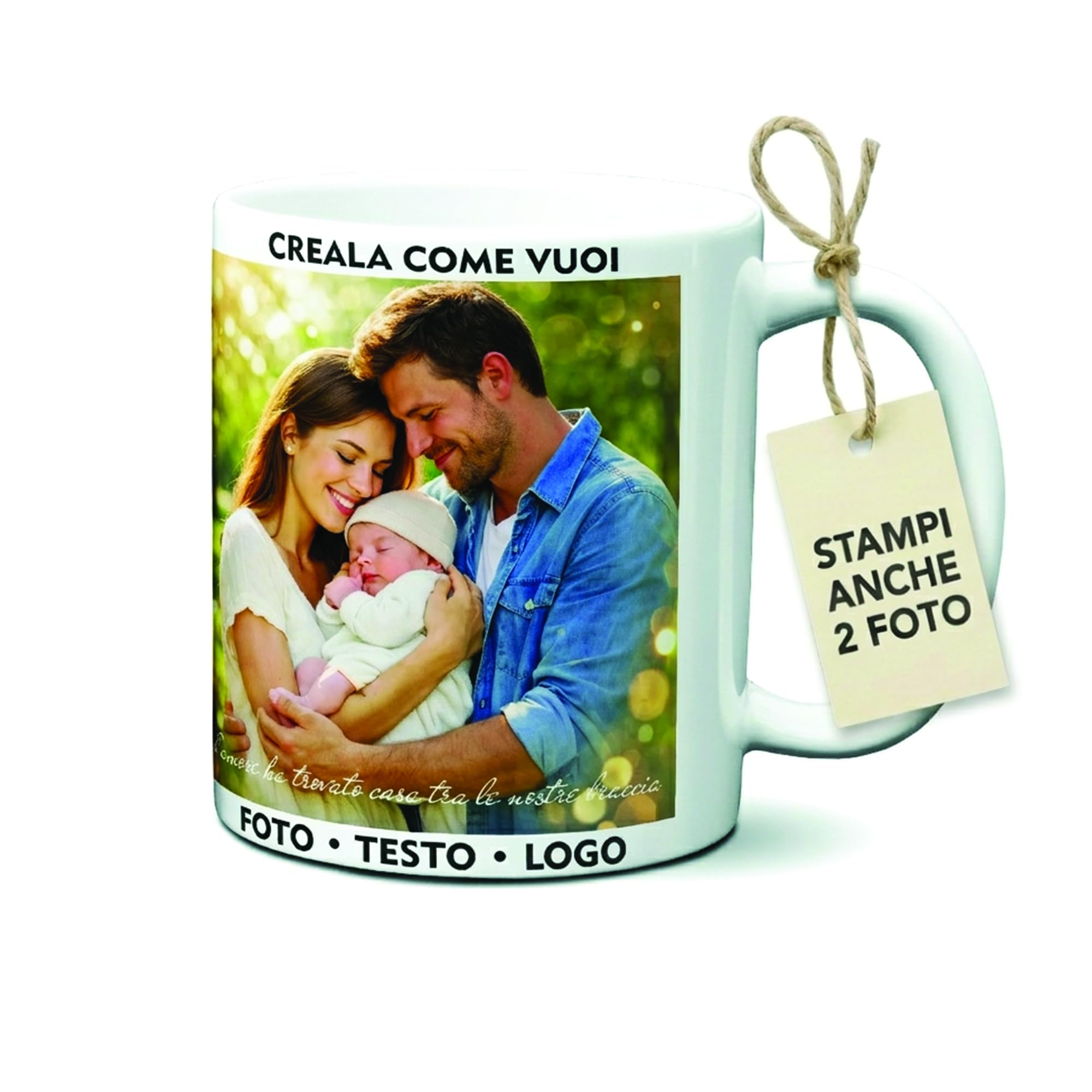 Set cinque tazze colazione per famiglia, papà, mamma e bambina o bambino, con scritta nome personalizzabile - Italia