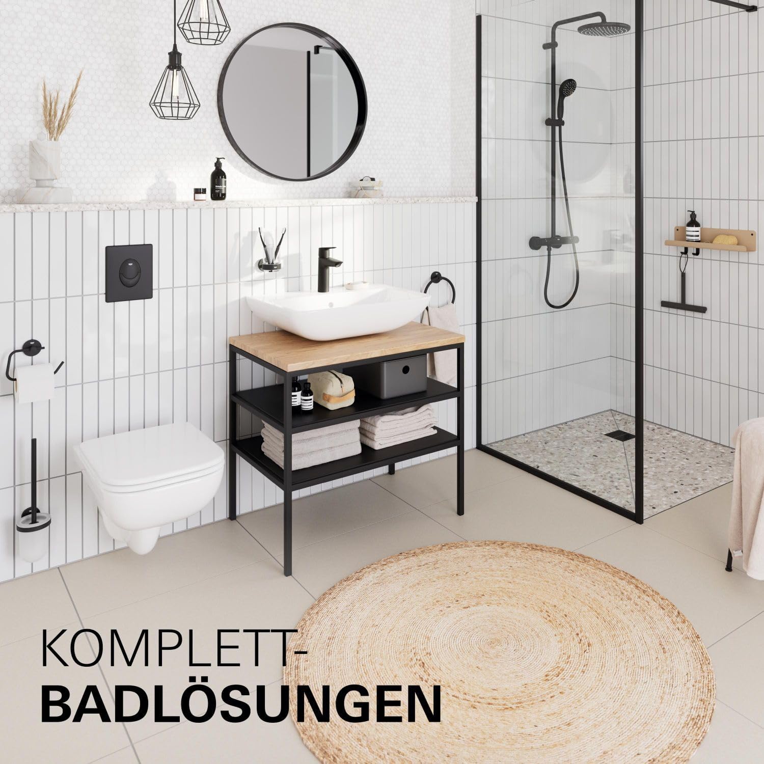 GROHE Lineare - Grifo de baño/ducha empotrado con inversor de 2 vías (palanca metálica, cartucho cerámico 46mm, sin cuerpo empotrado), negro mate, 240642431