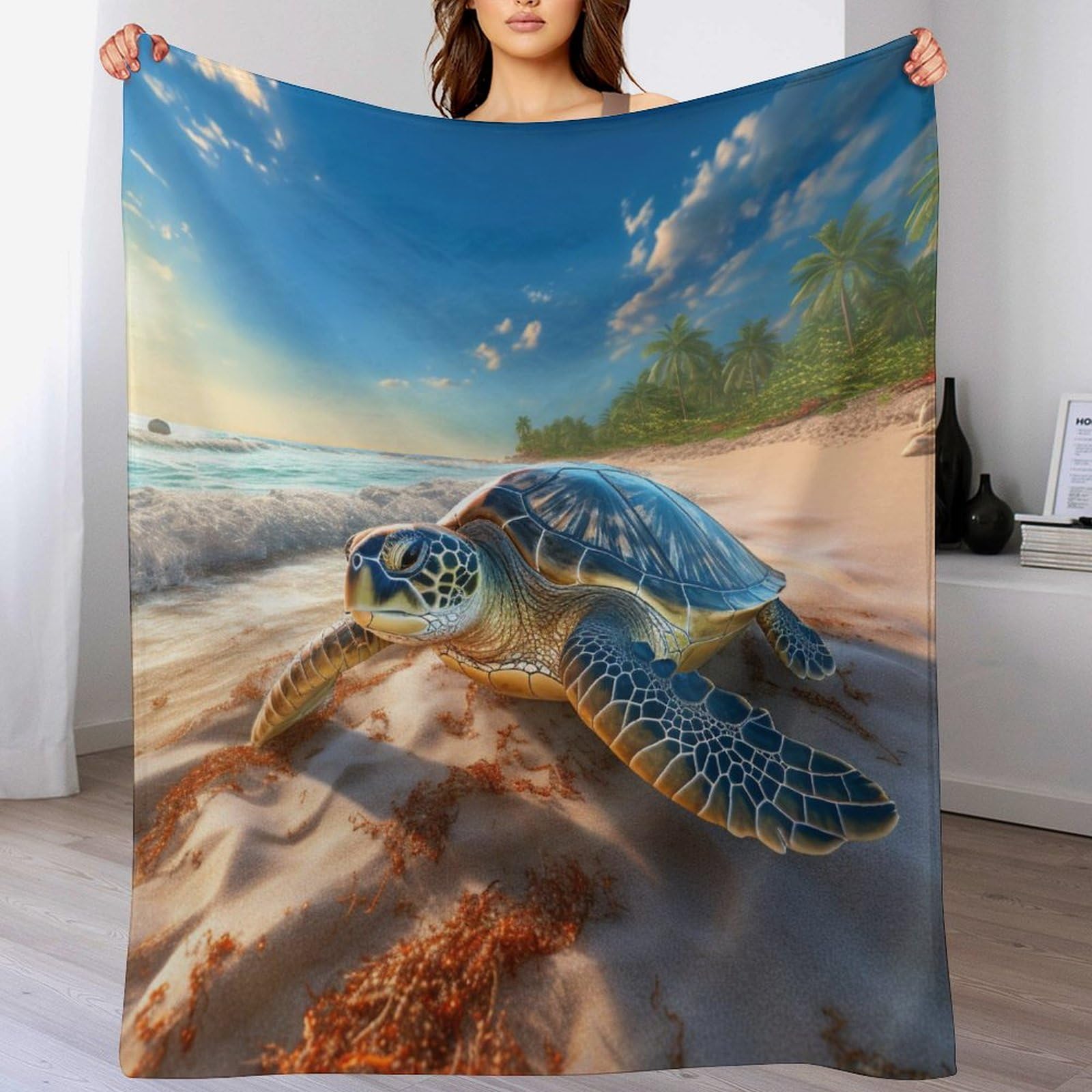 Couverture tortue en flanelle 140x180cm douce et moelleuse pour lit et canapé