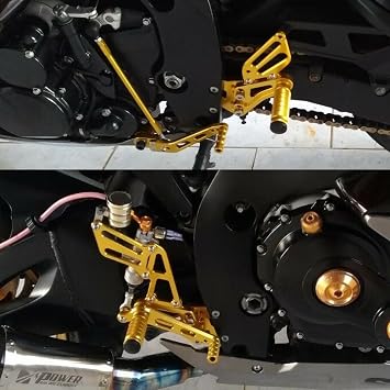 CNC GSXR600 06-10 Motorcycle Rearset Foot Pegs Rear Set Footrests Fully Adjustable Foot Boards Compatible with GS-X-R GSXR 600 750 GSXR600 GSXR750 GSX-R600 GSX-R750 2006-2010 Black