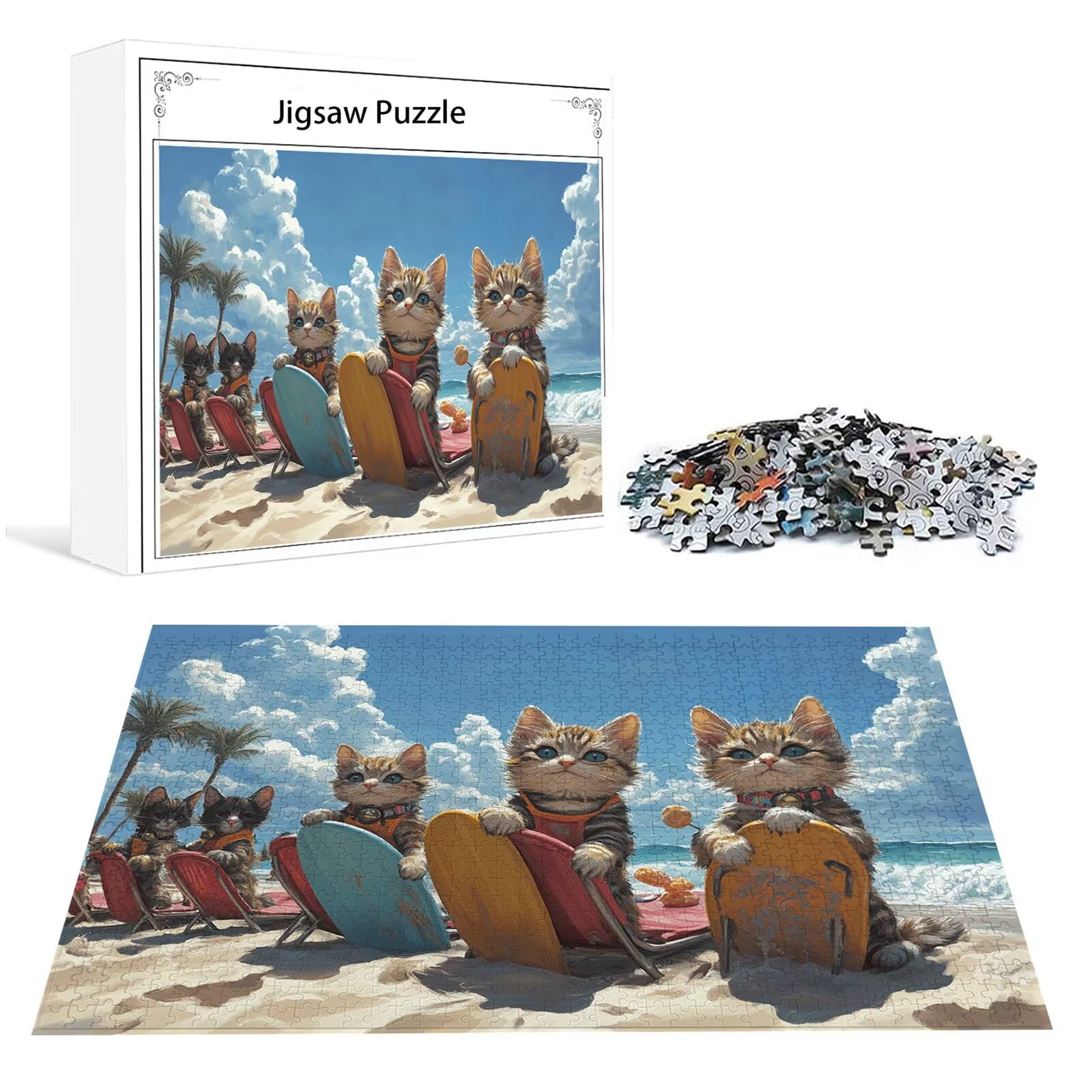 Nadmorskie Puzzle 1500 sztuk Dorośli Kot Klasyczne puzzle Panorama Trudno Niemożliwe Ogromna układanka Gra edukacyjna Wyzwanie Zabawka dla dzieci i dorosłych od 14 lat Prezent Mężczyzna Kobieta P-889