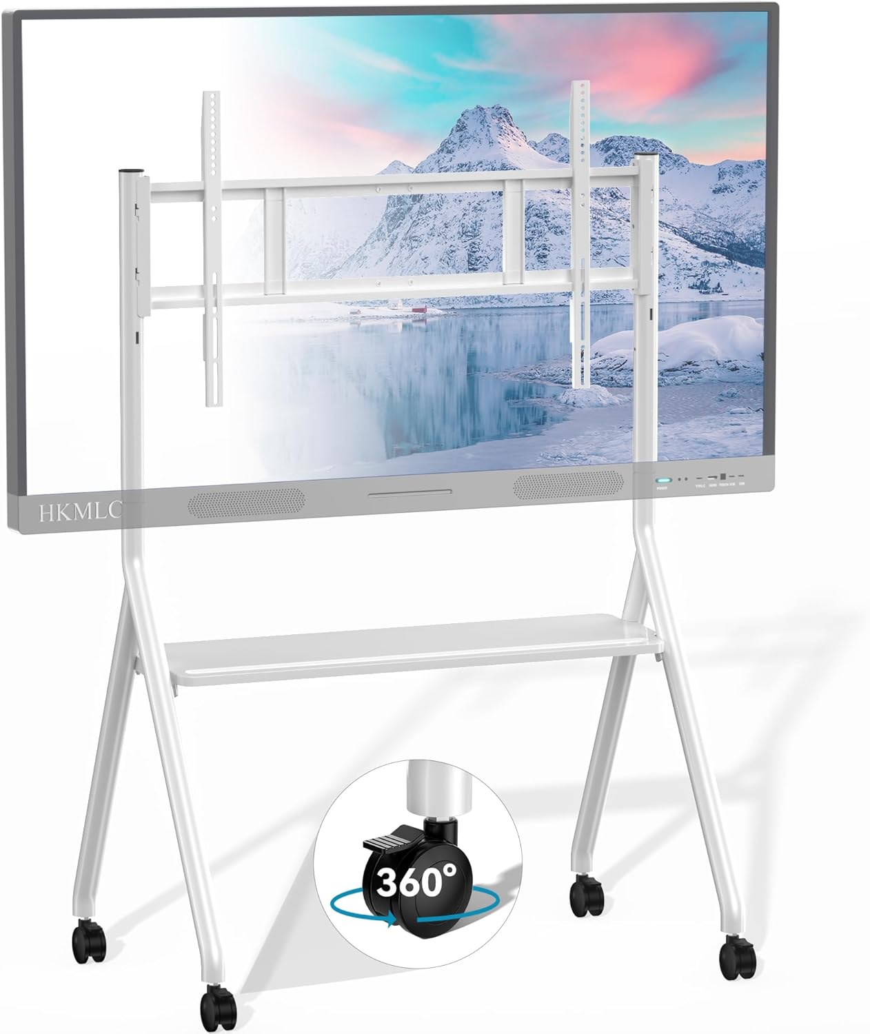 HKMLC Smart Board Stand for 55"– 98" Interactive Smart Whiteboard, Mobile Portable Stand with Four Lockable Wheels for Classroom Home Office Business Studio