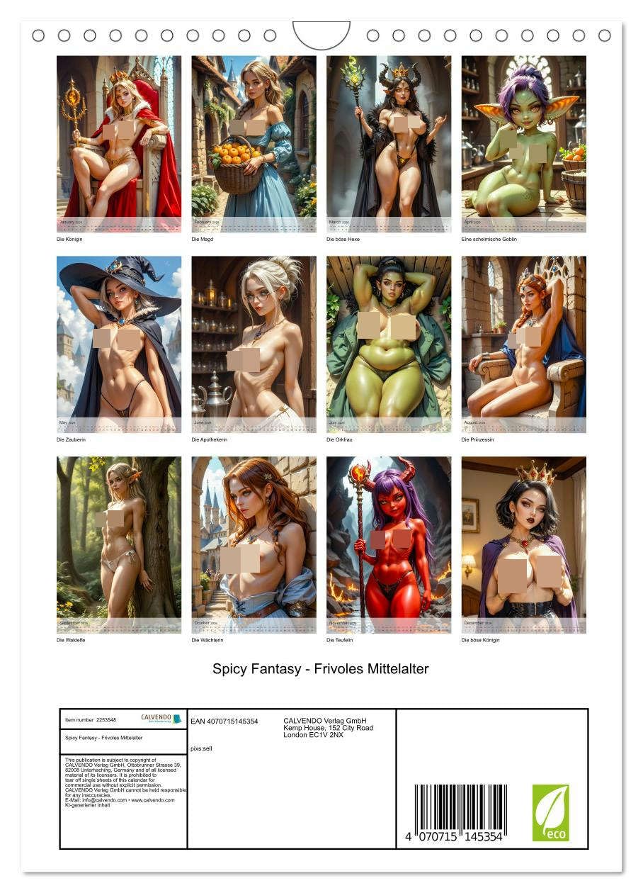Spicy Fantasy - Frivolous Middle Ages UK-Version (Wall Calendar 2026 DIN A4 Portrait), CALVENDO 12 Month Wall Calendar — image 1