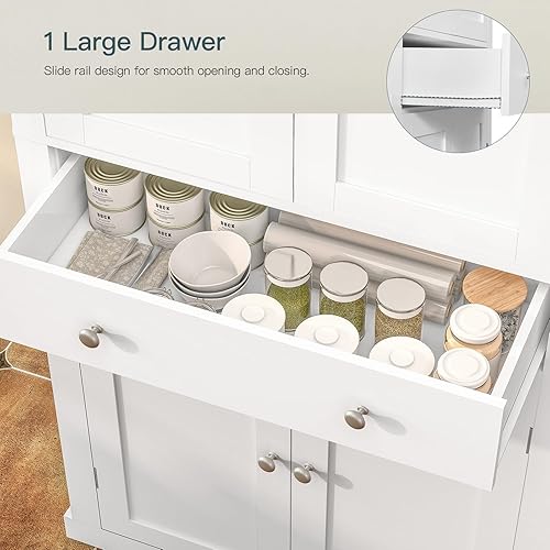 Miniatura 6 de usikey Armario de despensa de cocina de 72 pulgadas, armario de almacenamiento alto con 4 puertas y 1 cajón, armario independiente con 6 estantes