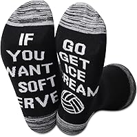 PWHAOO Funny Volleyball Socks - 'If You Want A Soft Serve Go Get Ice Cream' Unisex Player Gift Pair
