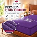 Trance Cotton Feel Terry Ultra Soft Waterproof Mattress Protector Twin Bed Size | Breathable - Hypoallergenic Bed Cover (78x48 inch | 6.5x4 feet, Plum - Pack of 1) gallery image