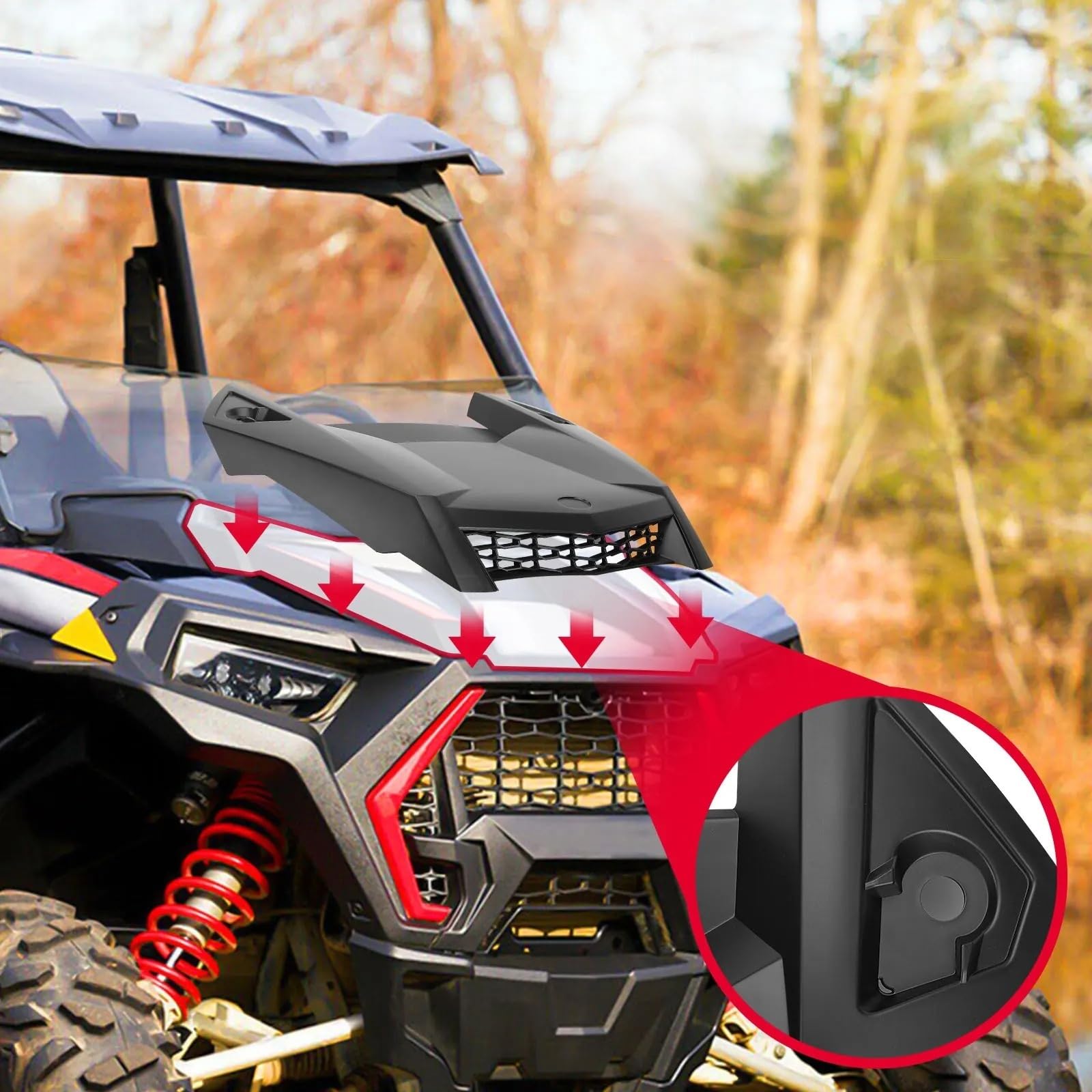 ozdobna osłona wentylacji samochodowej Pasuje do Polaris | Do RZR XP1000 /XP 4 1000 /Turbo S 4 2018-2022 2023 RZR UTV Osłona maski dopływ powietrza 5454429-632