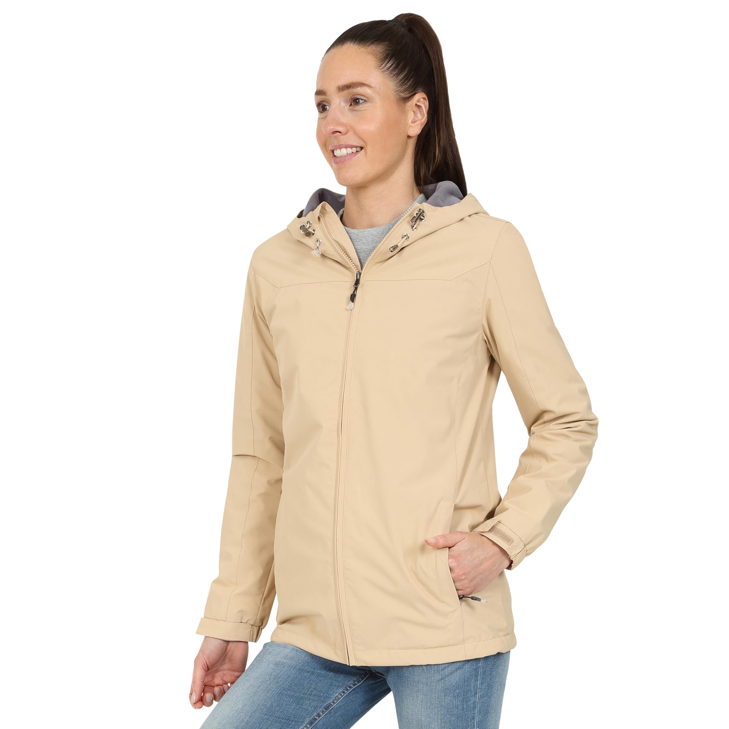 Blu Apparel Giacca impermeabile da donna con cappuccio, giacca a vento, per escursionismo, camminata, primaverile