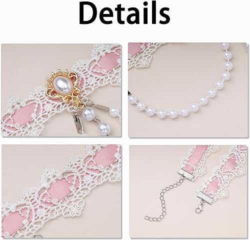 Miniatura 3 de MILAKOO Gargantilla y pulsera para mujer, collar de encaje, estilo gótico, vintage, colgante, abalorios, joyería