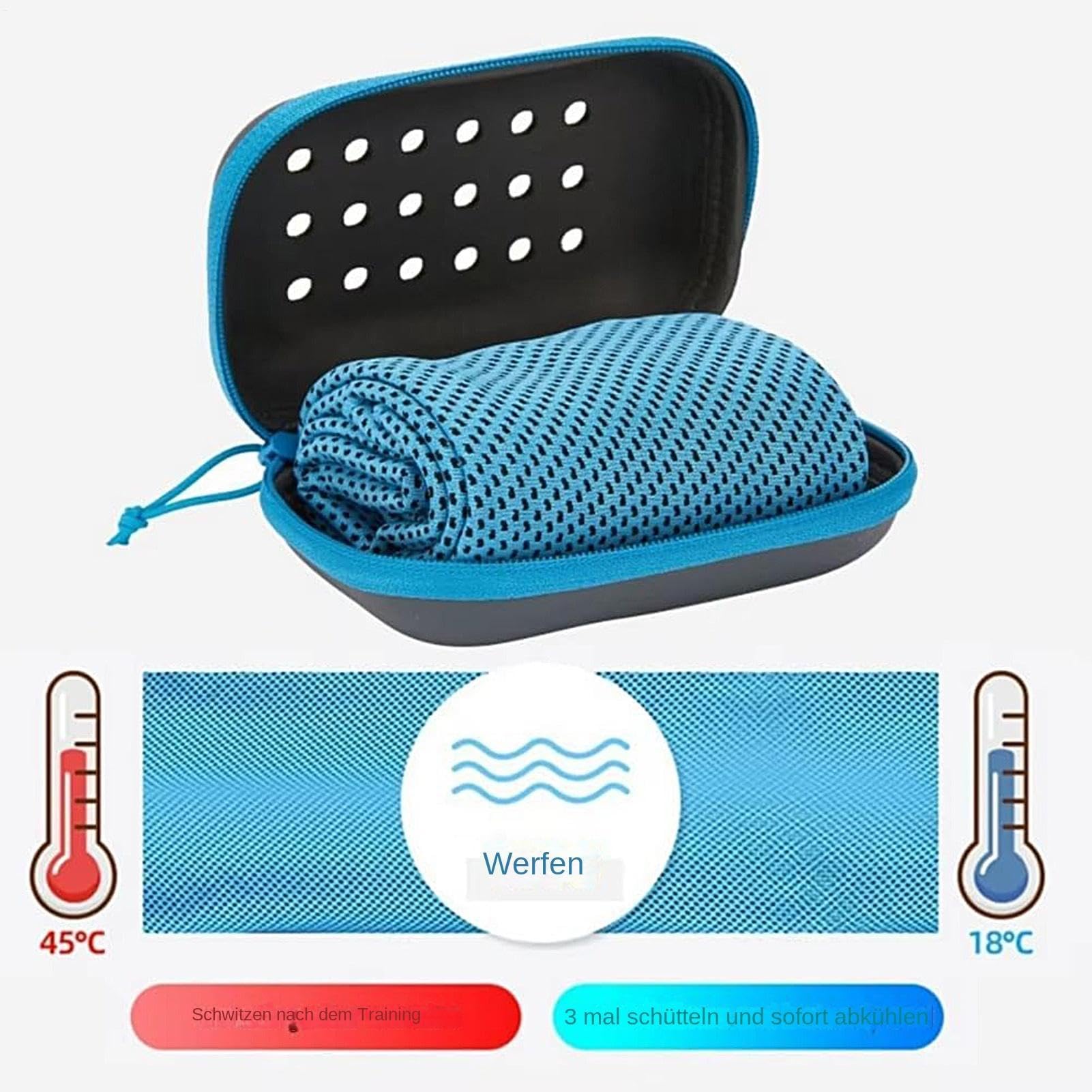 5 Pack Kühltuch mit Aufbewahrungsbox, 30x80 Cm Kühlendes Handtuch, Kühlende Handtücher, Kühltücher für Den Nacken, Schnelltrocknende Kühlhandtuch für Sommer Sport Fitnessstudio