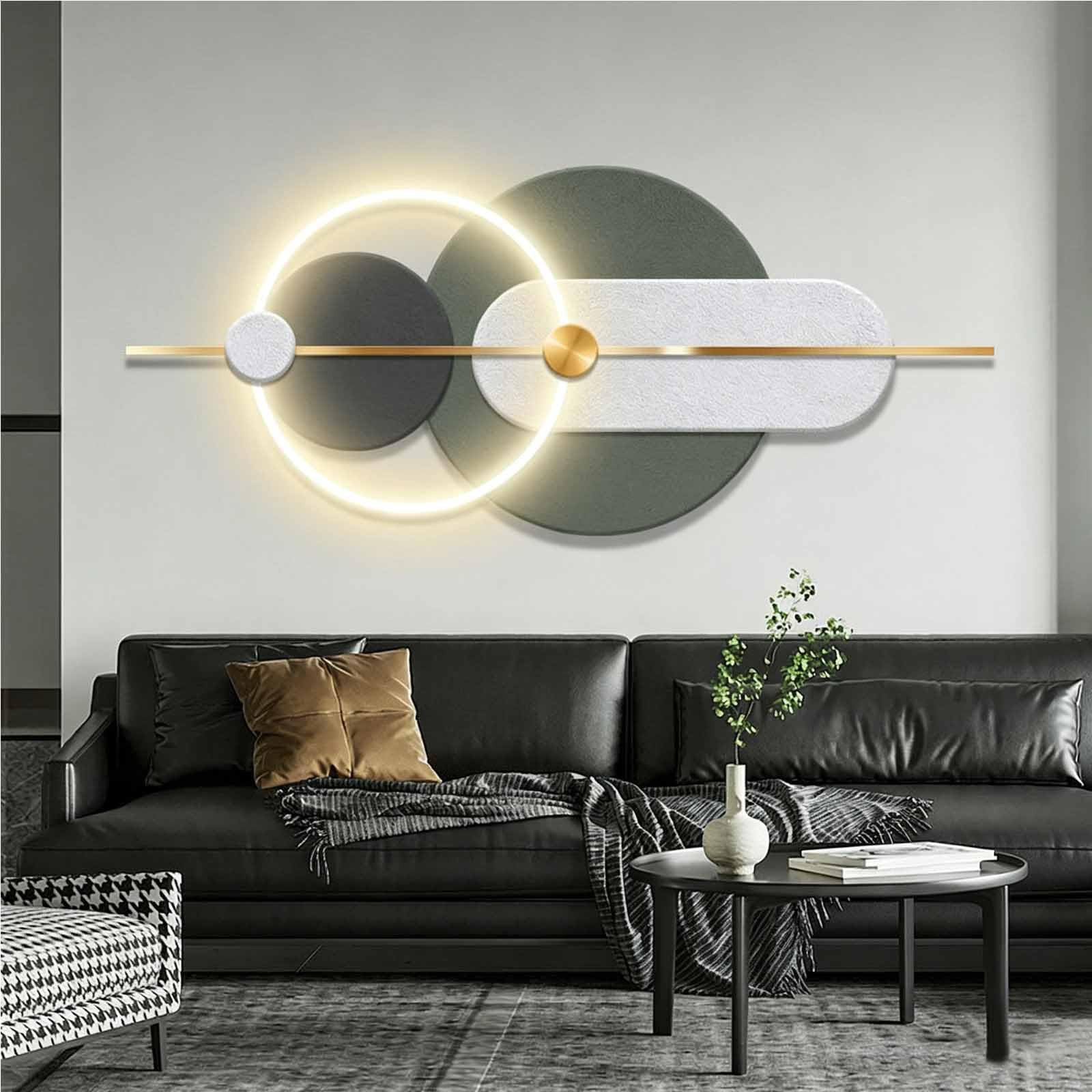 YDAECKRYVB 3D Sandstone Wall Art With Warm LED Lights – Circular Sandstone Wall Sculpture – Large Plug-in 3D Wall Decor – Wall Art Suitable For Living Rooms And Bedrooms(E,140 * 60cm/55.1 * 23.6in)
