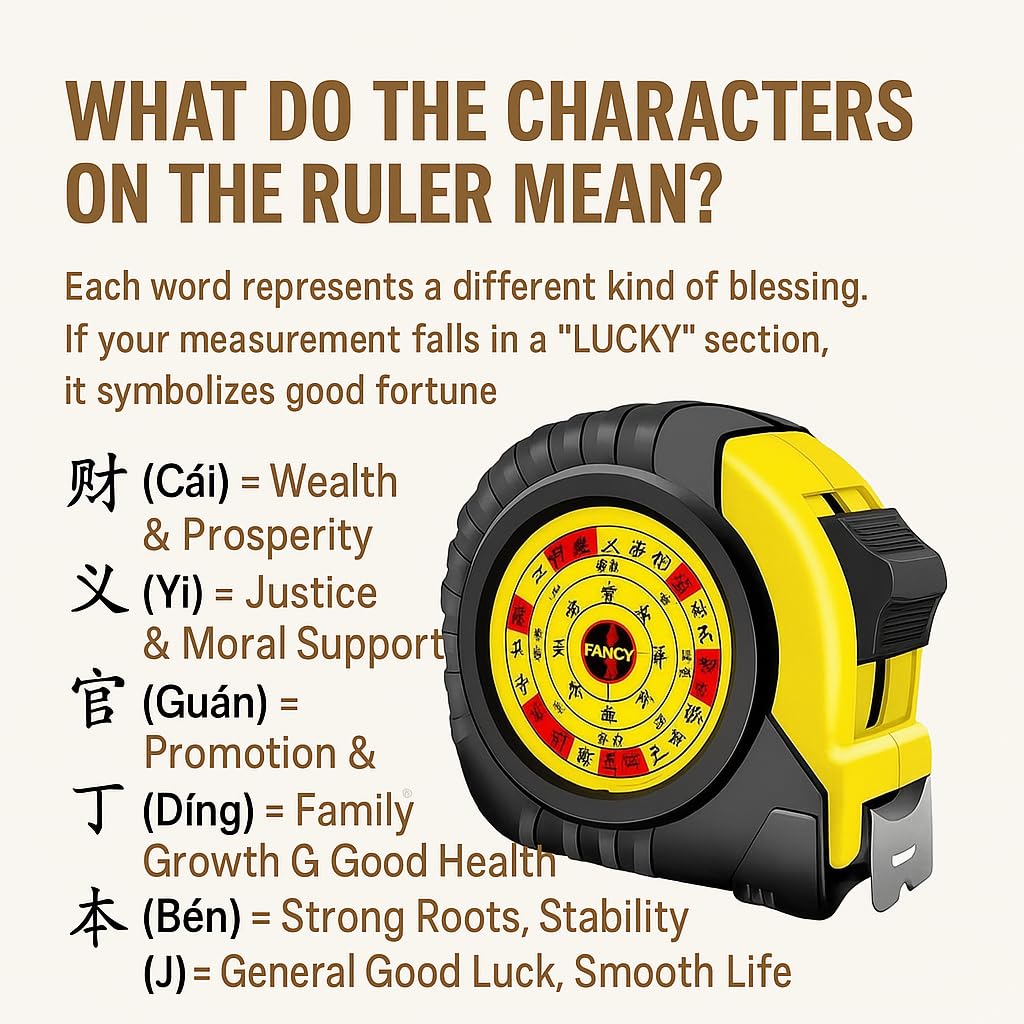 16-Foot Lu Ban Ruler – Traditional Chinese Feng Shui Measuring Tool for Auspicious Dimensions | Ideal for Furniture, Doors, Altars, Cabinets & More | Attract Luck, Wealth & Harmony