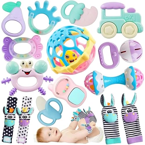 Miniatura 1 de Sonajeros para bebés de 0 a 6 meses  Juguetes suaves para bebés y sonajeros de dentición para recién nacidos, 3-6 y 6-12 meses  Lindos calcetines de