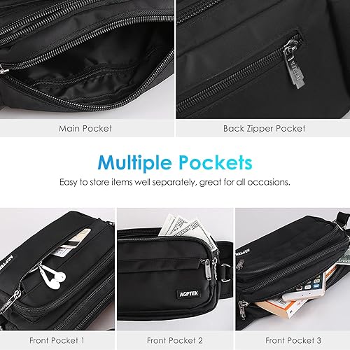 Miniatura 5 de AGPTEK Fanny Pack for Women Men, RFID Large Capacity Waist Wallet Bag, Adjustable & Waterproof Bum Belt Pouch for Travel, Running, Shopping, Hiking,