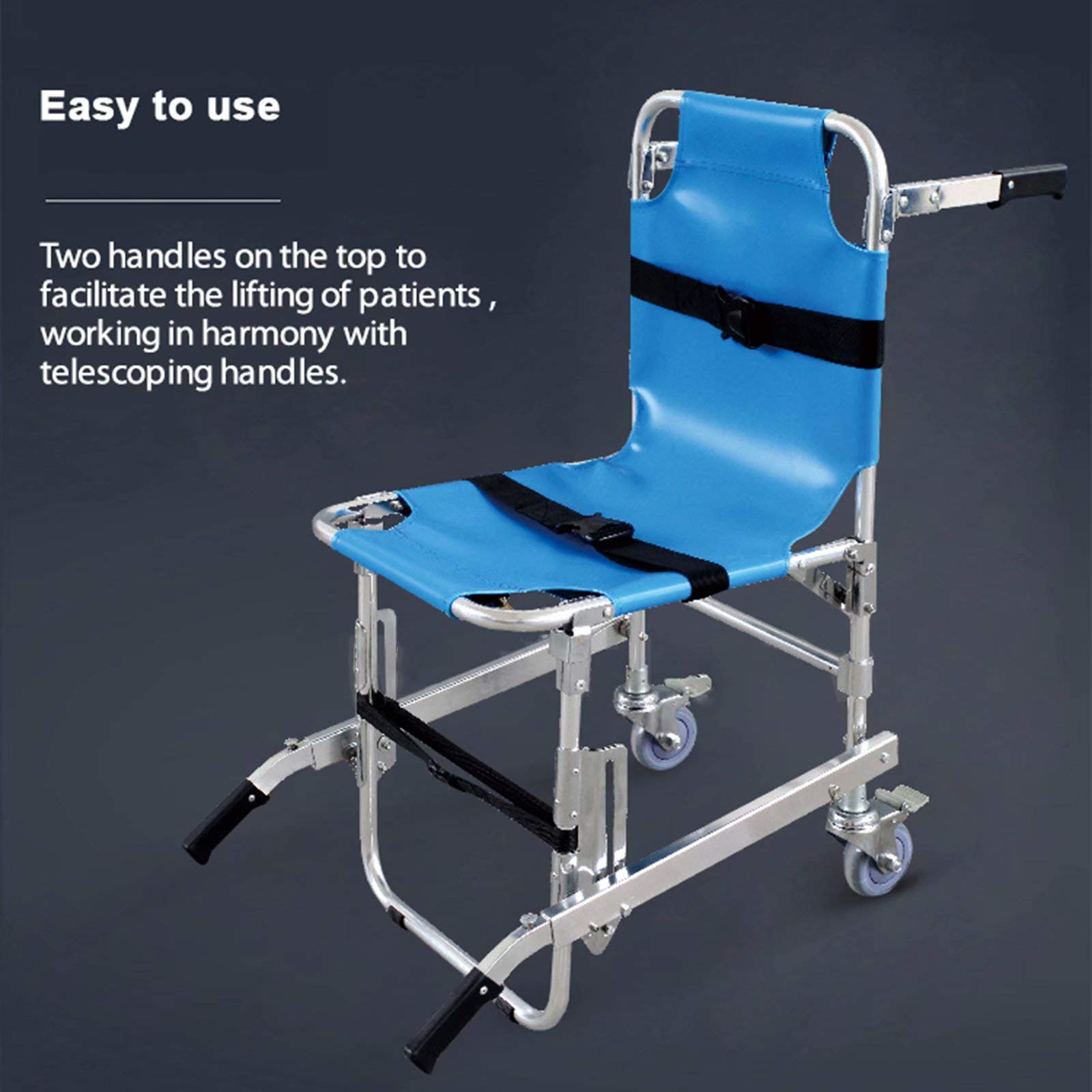Silla médica portátil con 4 ruedas, silla plegable EMS para evacuación de bomberos de ambulancia, silla de escalera ligera y plegable