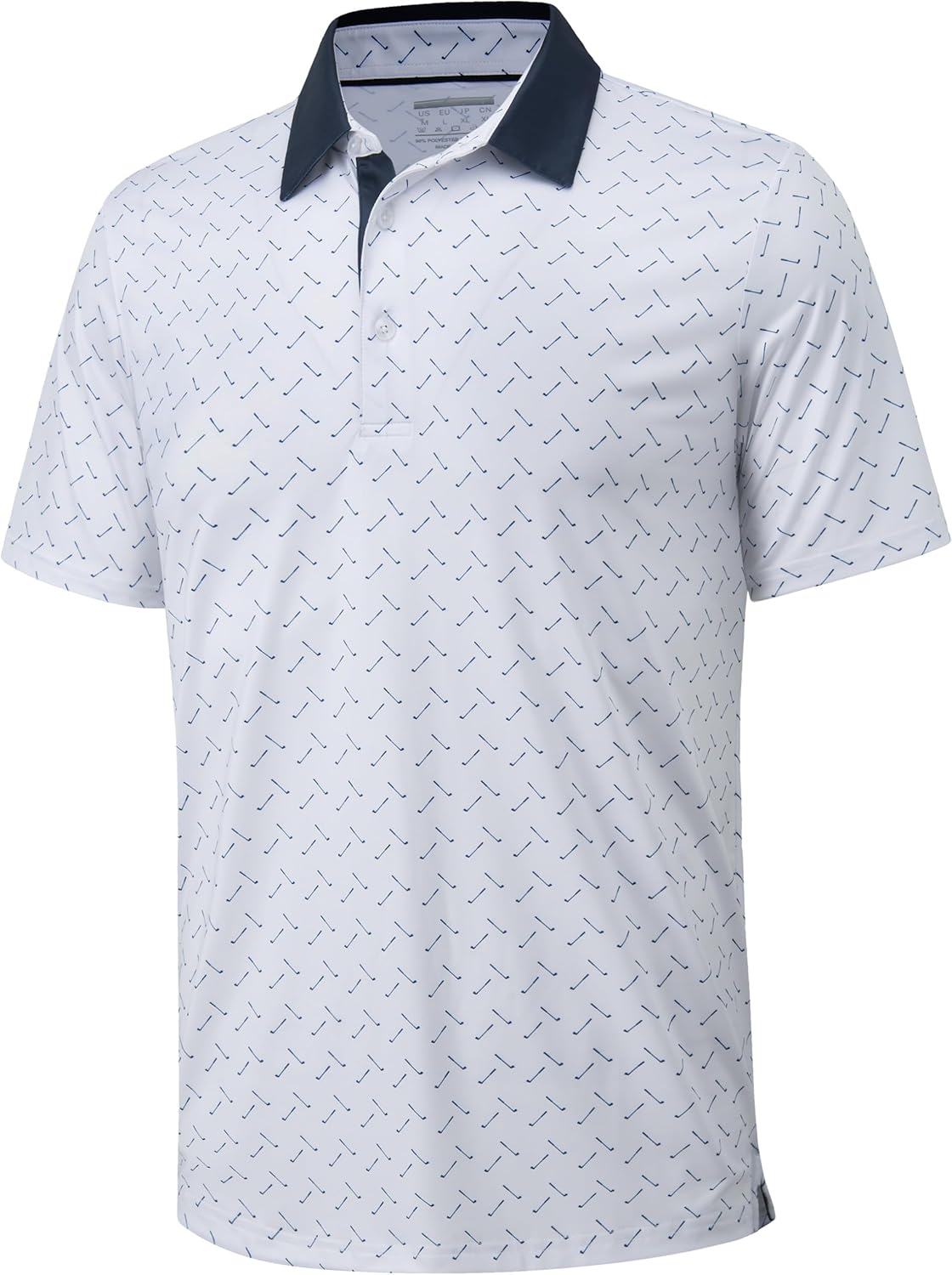 MAGCOMSEN Mens Polo Shirts Short Sleeve Print Patterns Collared Shirt Performance Moisture Wicking Golf Polos