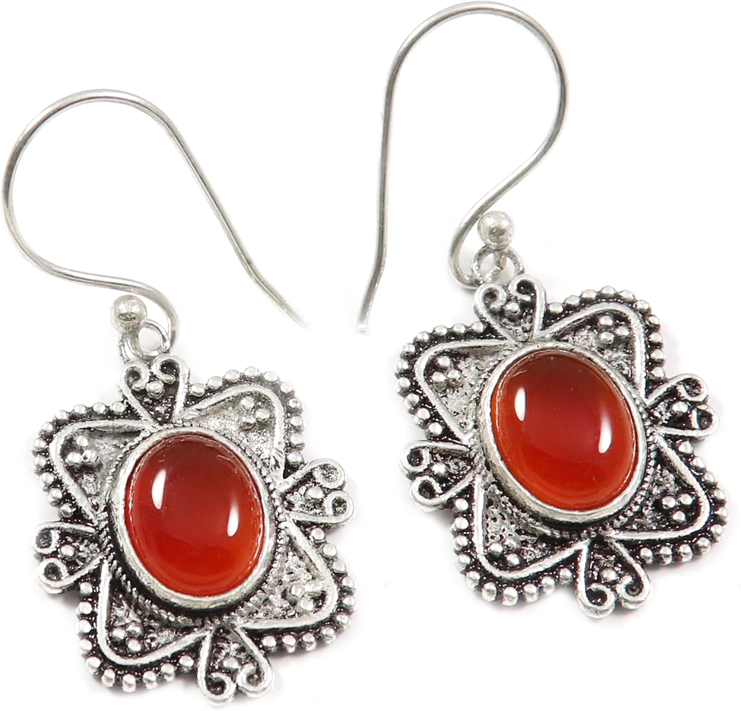 Opal Lab-Created Garnet Carnelian Gemstone 925 Sterling Silver Drop/DangleEarring Handmade Jewelry Goyal Exports SEG189
