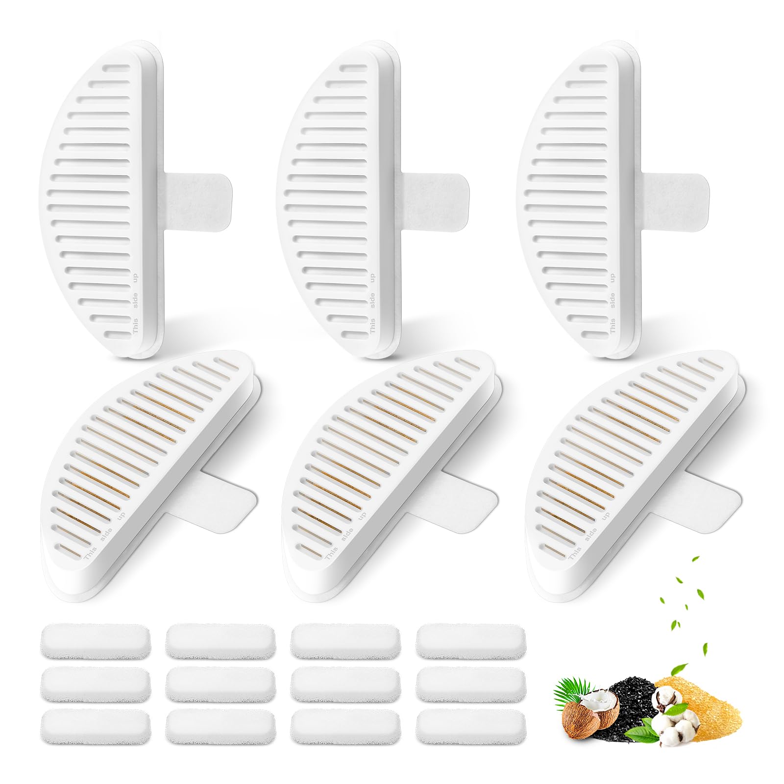 Cat Fountain Filters for Wireless Operated 67oz/2L, 6 Pack Replacement Filters & 12 Pack Replacement Filter Sponges for 67oz/2L Automatic Pet Fountain Cat Water Fountain Cat Water Dispenser