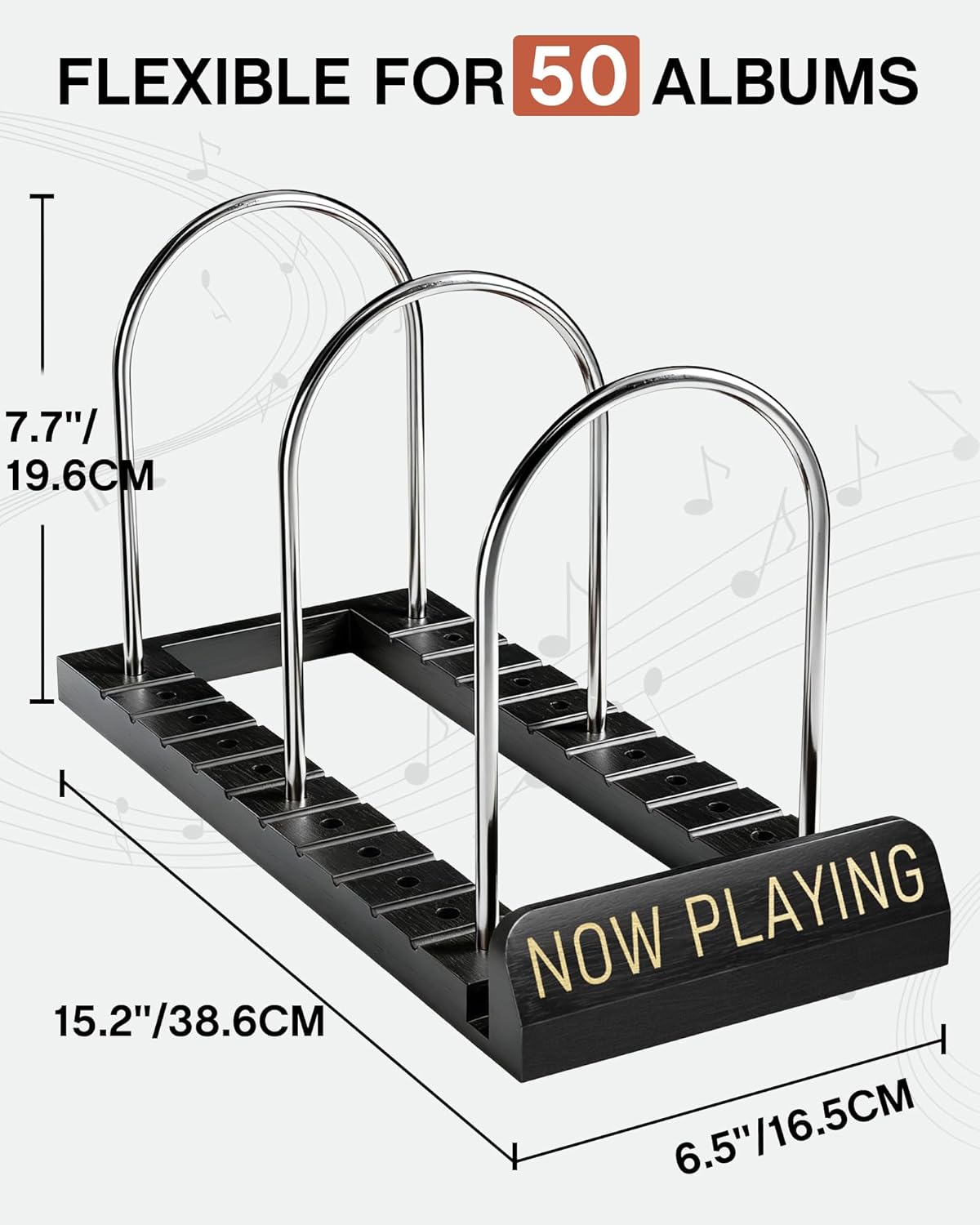 Now Playing Vinyl Record Stand, 50 LP Vinyl Record Storage with Non-slip Grooves, Wood Now Spinning Vinyl Record Holder for Albums Magazine Rack Magazine Organizer Record Display, Gift Package