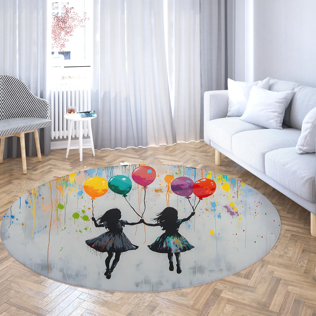 Tapis de sol pour enfants graffiti rond antidérapant 240cm