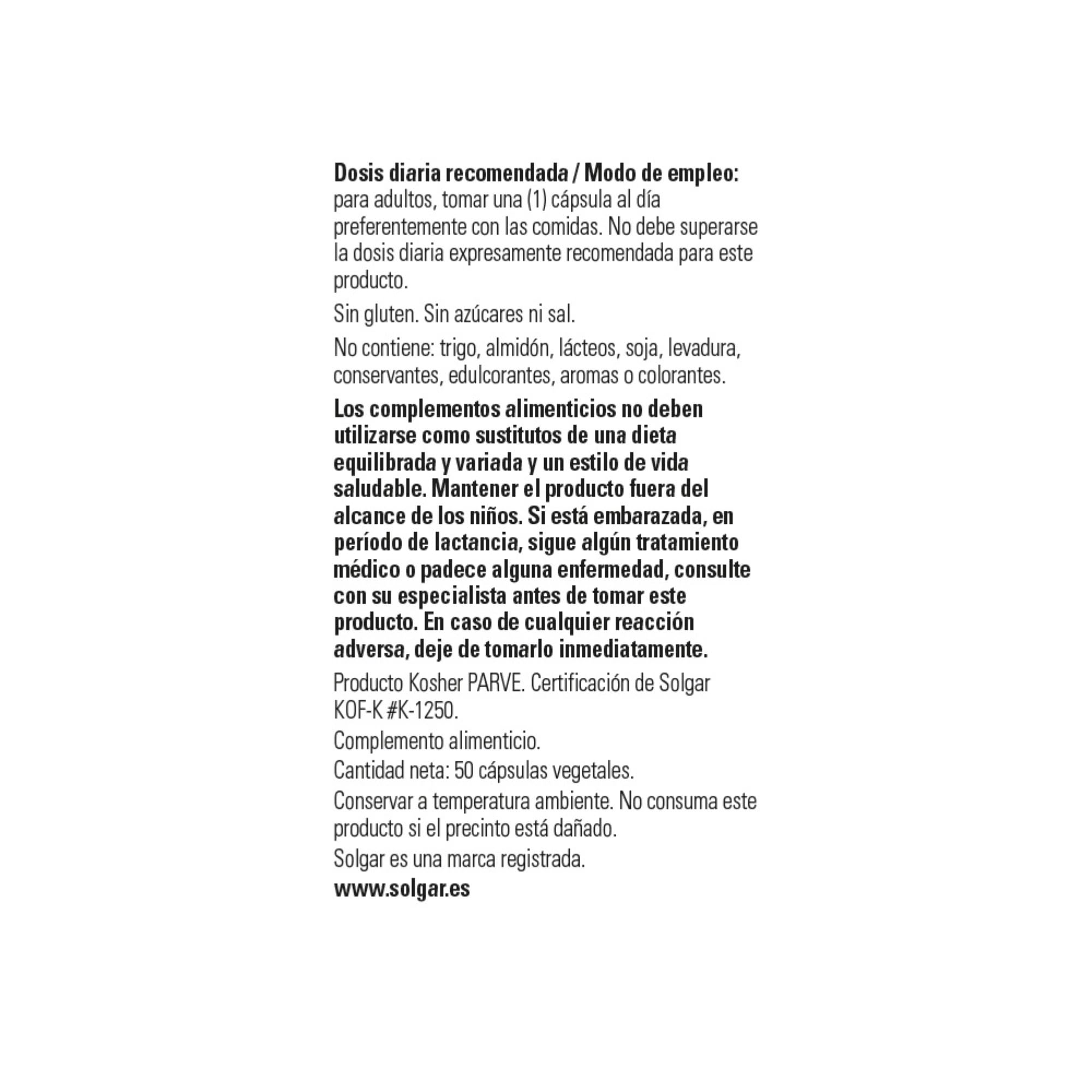 Solgar | Ácido Alfa-Lipoico 200 mg | 50 Cápsulas vegetales