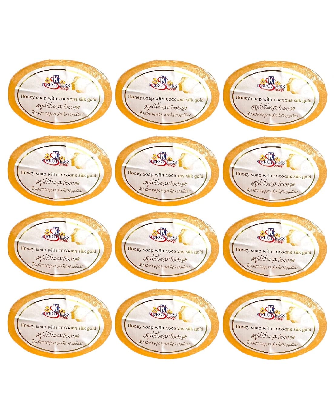 1 Dozen X 30g. K. Brothers Honey Soap with Pure Gold (Nourishes and Moisturizes Keeps the Skin Firming, Smooth and Reduce Fine Lines & Wrinkles.)