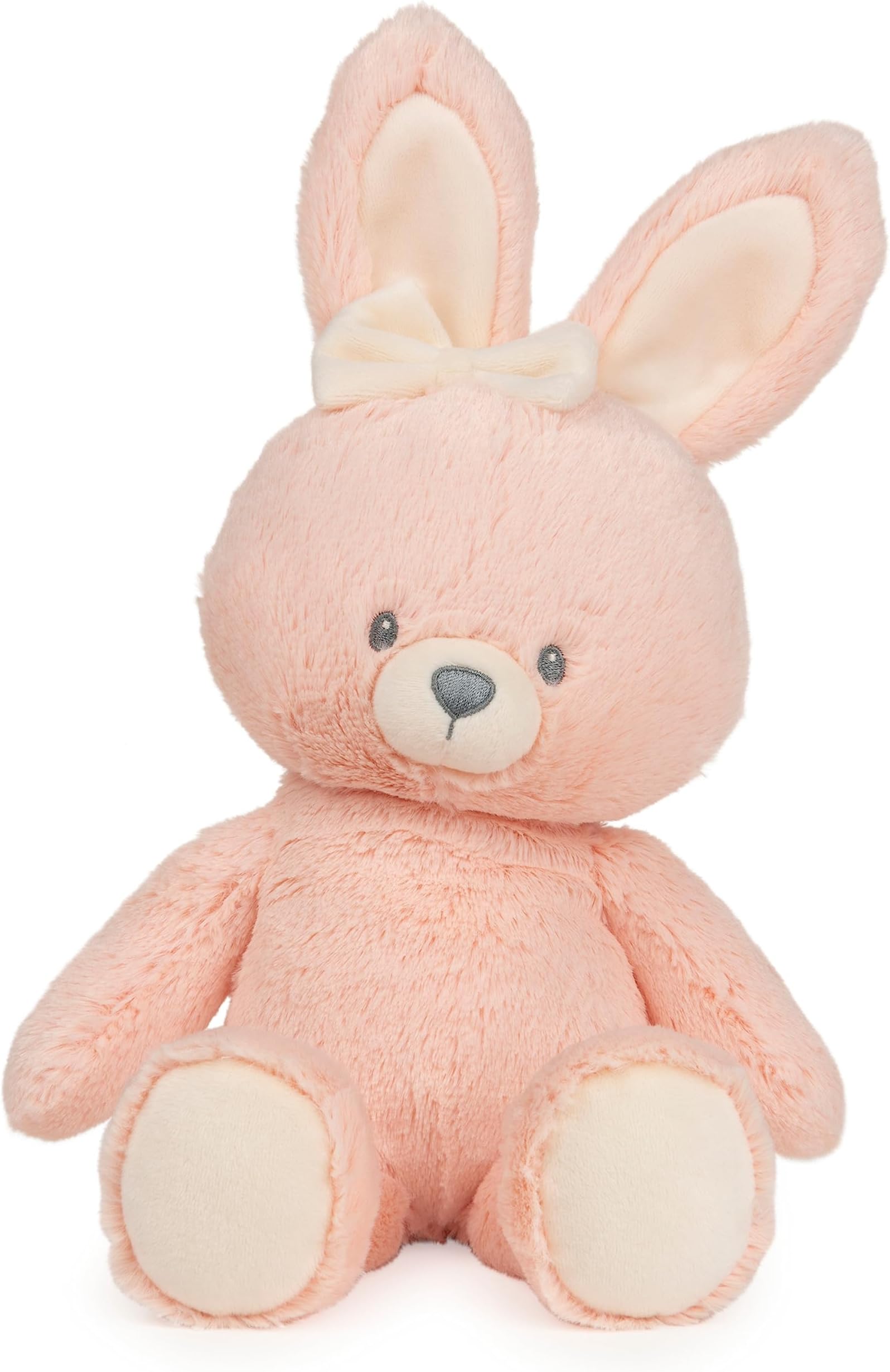 Baby Sustainable Bunny Plush, Stuffed Animal Made from Recycled Materials, Gift for Babies and Newborns, Pink/Cream, 13”