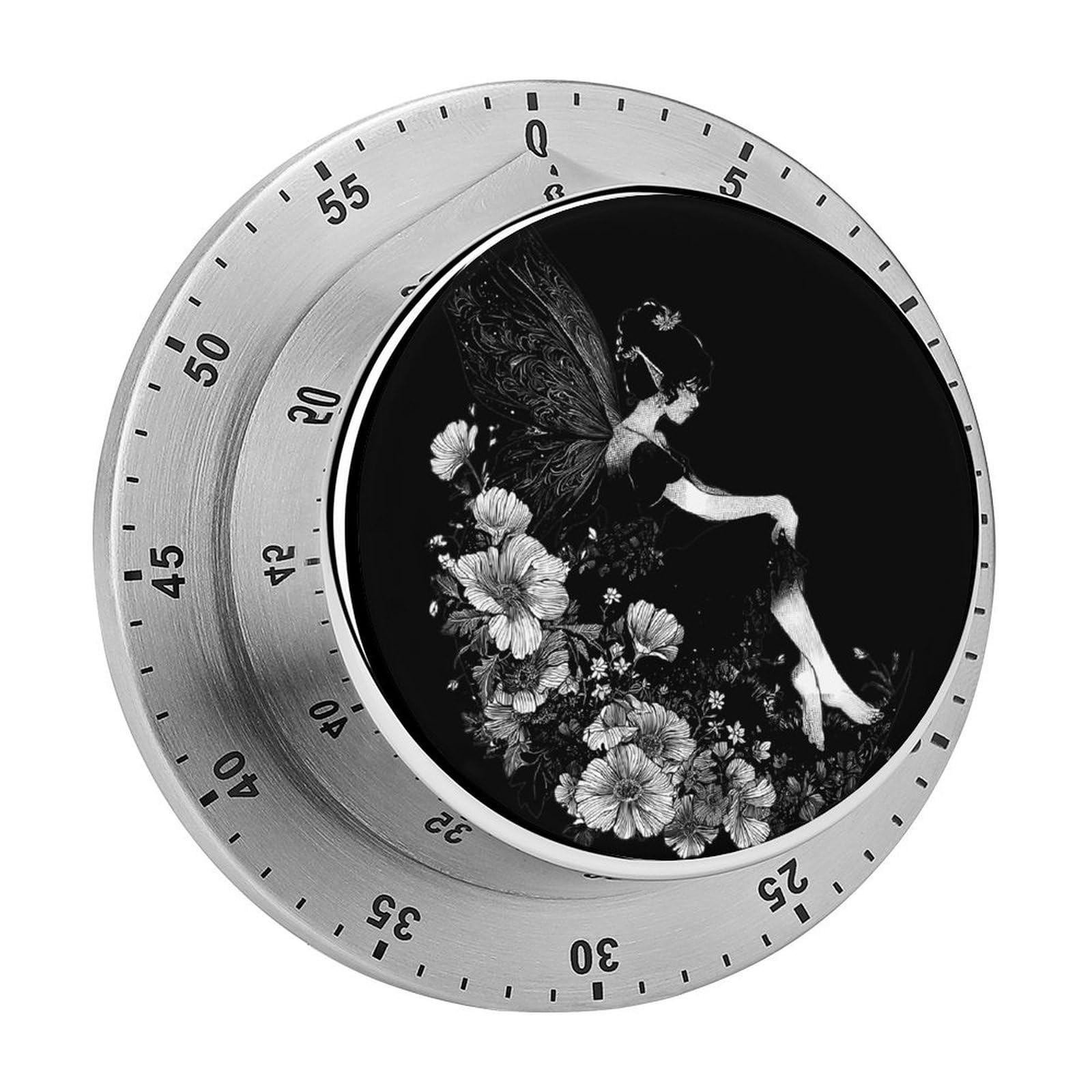Enigmatic Goth Fairys Mechanical Timer with Alarm for Kitchen Cooking Productivity Stainless Steel Timers