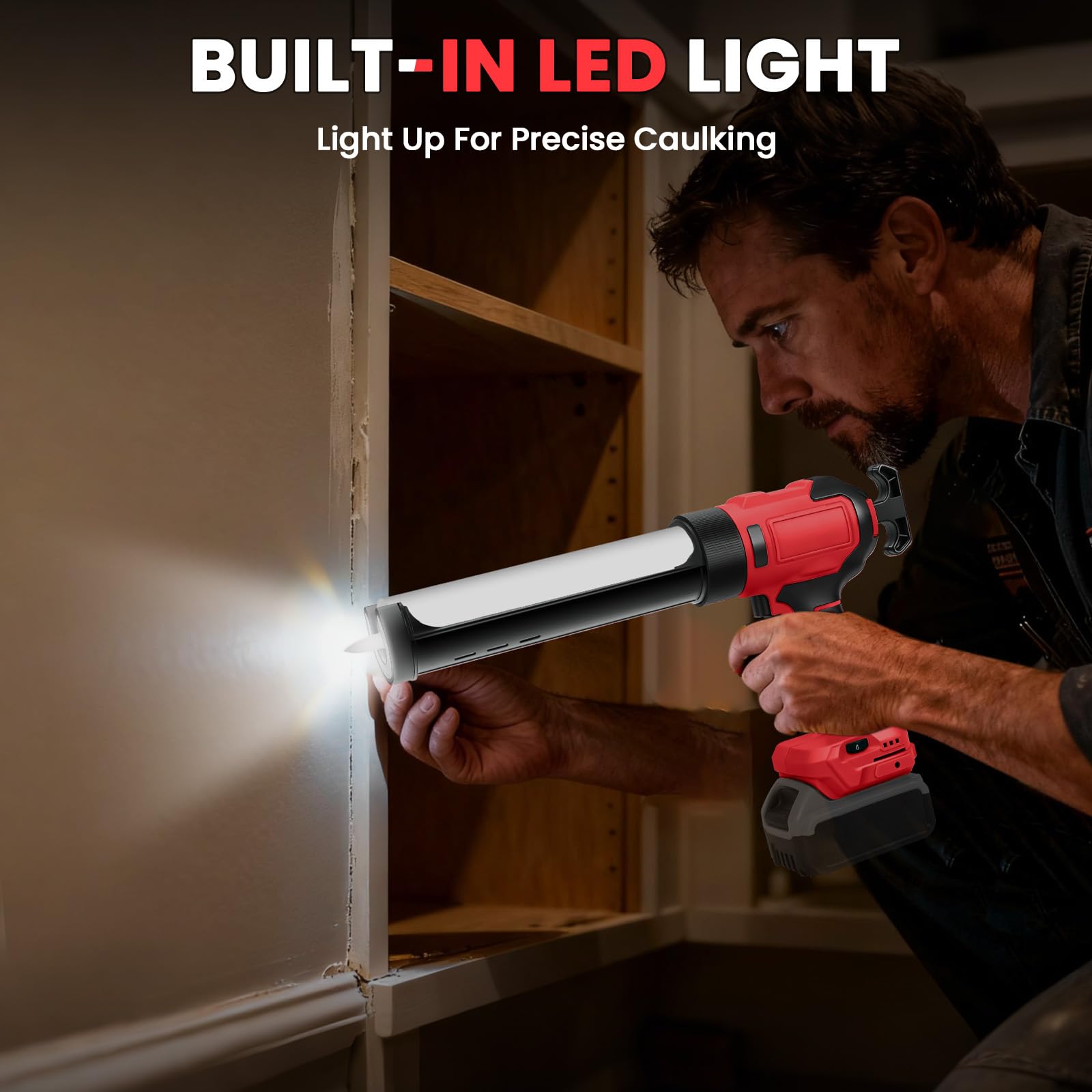 Pistola Selladora Inalámbrica para Milwaukee 18V (sin Batería) | Pistola de Calafateo Eléctrica, 6 Velocidades Ajustables, Pantalla Digital y Luz LED, para Rellenar y Sellar