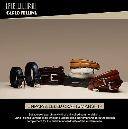 Miniatura 7 de Carlo Fellini Cinturones para hombre - Cinturón de vestir para hombre - Cinturón de cuero de vaca 100% hecho a mano para hombre