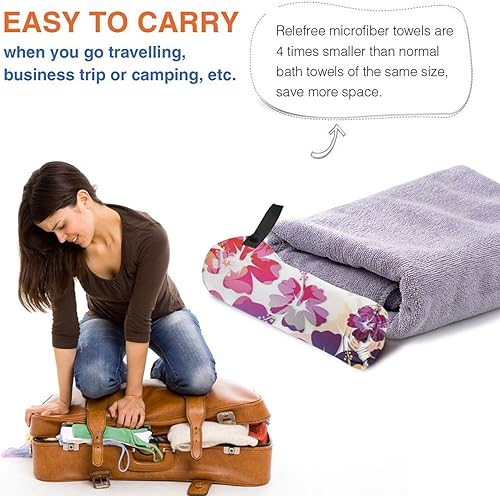 Miniatura 5 de ZERAOKE Toalla de playa de microfibra con estampado de flores hawaianas para adultos, 31.5 x 63 pulgadas, toallas de playa de viaje de gran tamaño