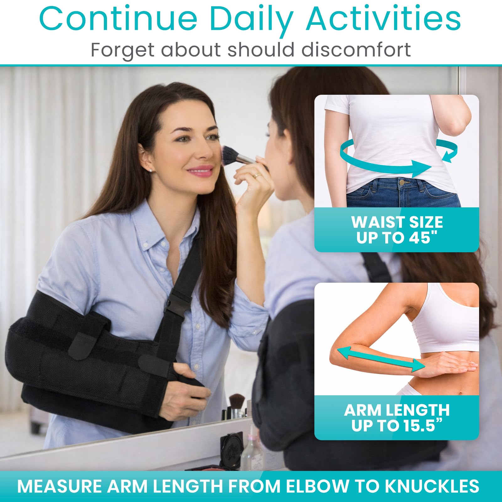 Vive spalla abduction sling - immobilizer per lesioni support - sollievo dal dolore del braccio cuscino per cuffia dei rotatori, sublexion, chirurgia, dislocated, broken arm - brace nero