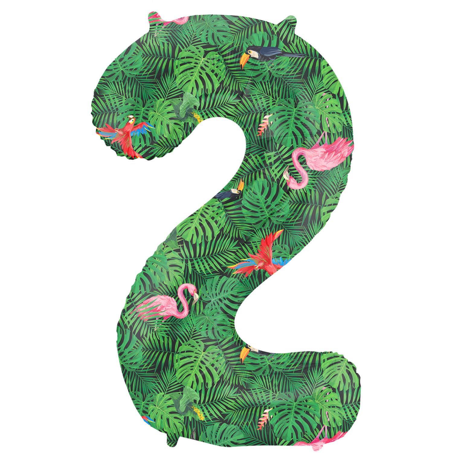 Folat 64152 Birthday Balloon Number 2 Jungle Vibe Green 86 cm Helium Decoration Birthday Decoration Balloon Number cm
