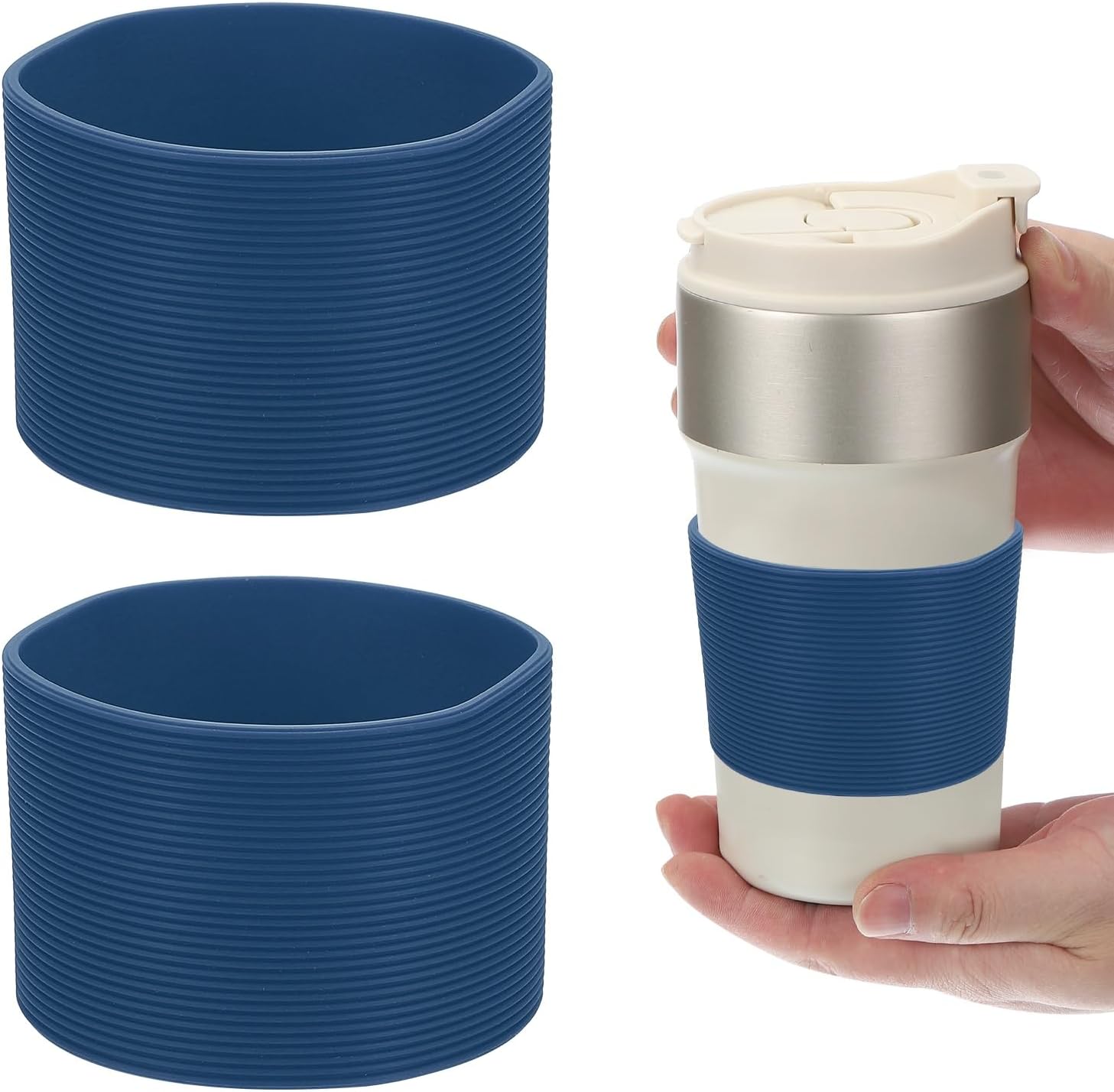 uxcell Silicone Water Bottle Boots, Silicone Cup Protector, Anti-Slip Protective Sleeve Bottom Accessory