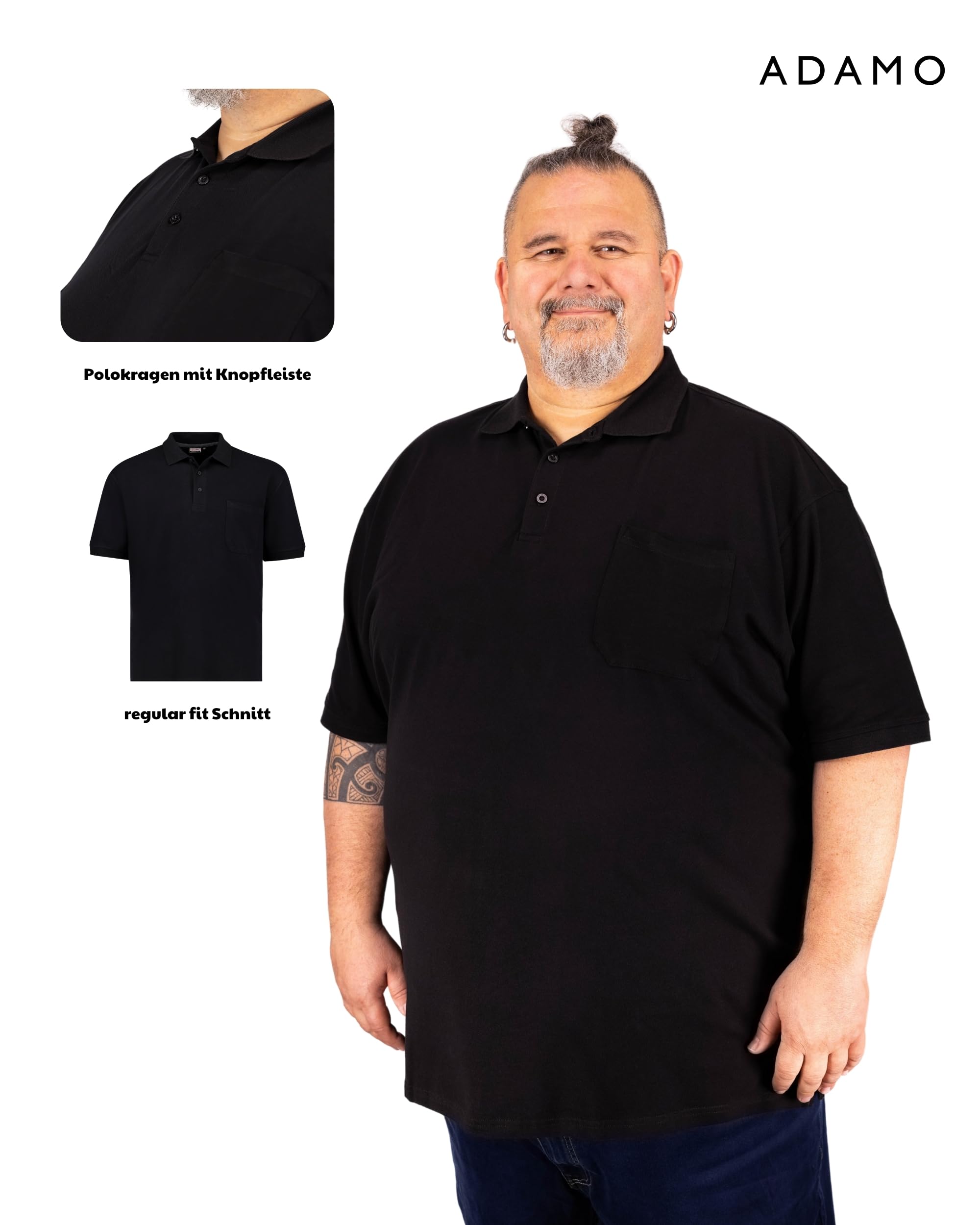 ADAMO Kurzarm Polo Shirt Pique Qualität für Herren in großen Größen bis 10XL