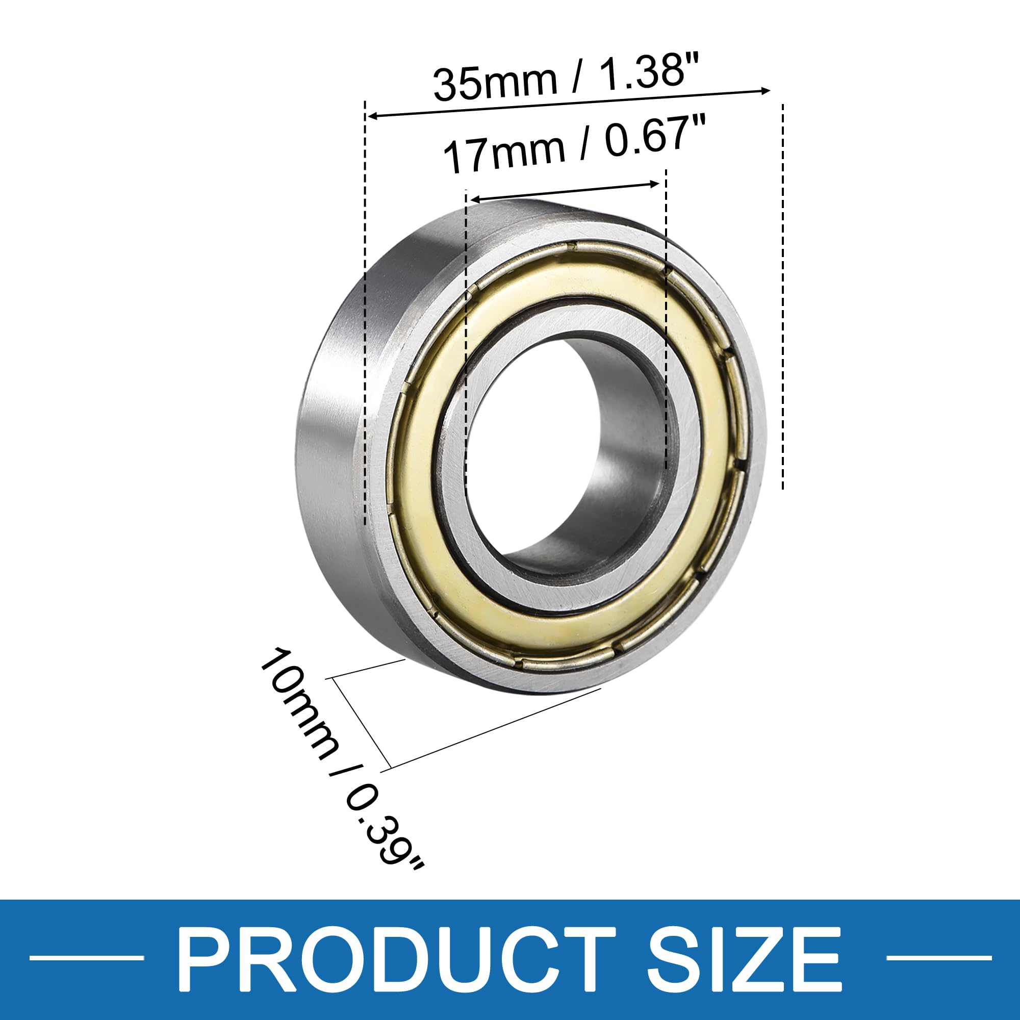 A ABSOPRO 6003ZZ 17x35x10mm ekranowane łożysko kulkowe ze stali 6003-2Z (zestaw 2 szt.)