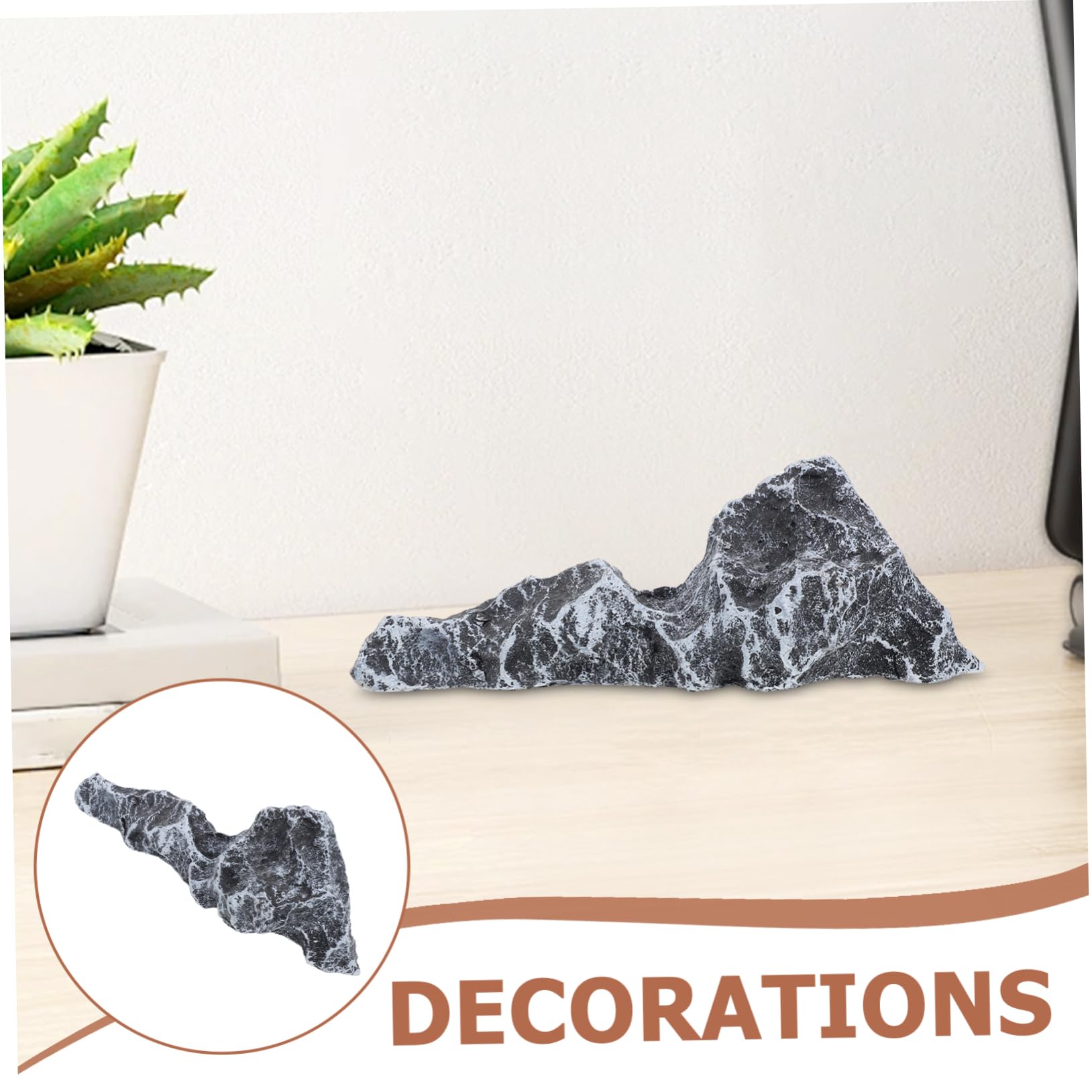 3 Piezas Decoración Artificial de Roca para Acuario Figura Falsa para Jardín Zen y Bonsái Accesorio Fotográfico Durable con Acabado y Gestión de Luz