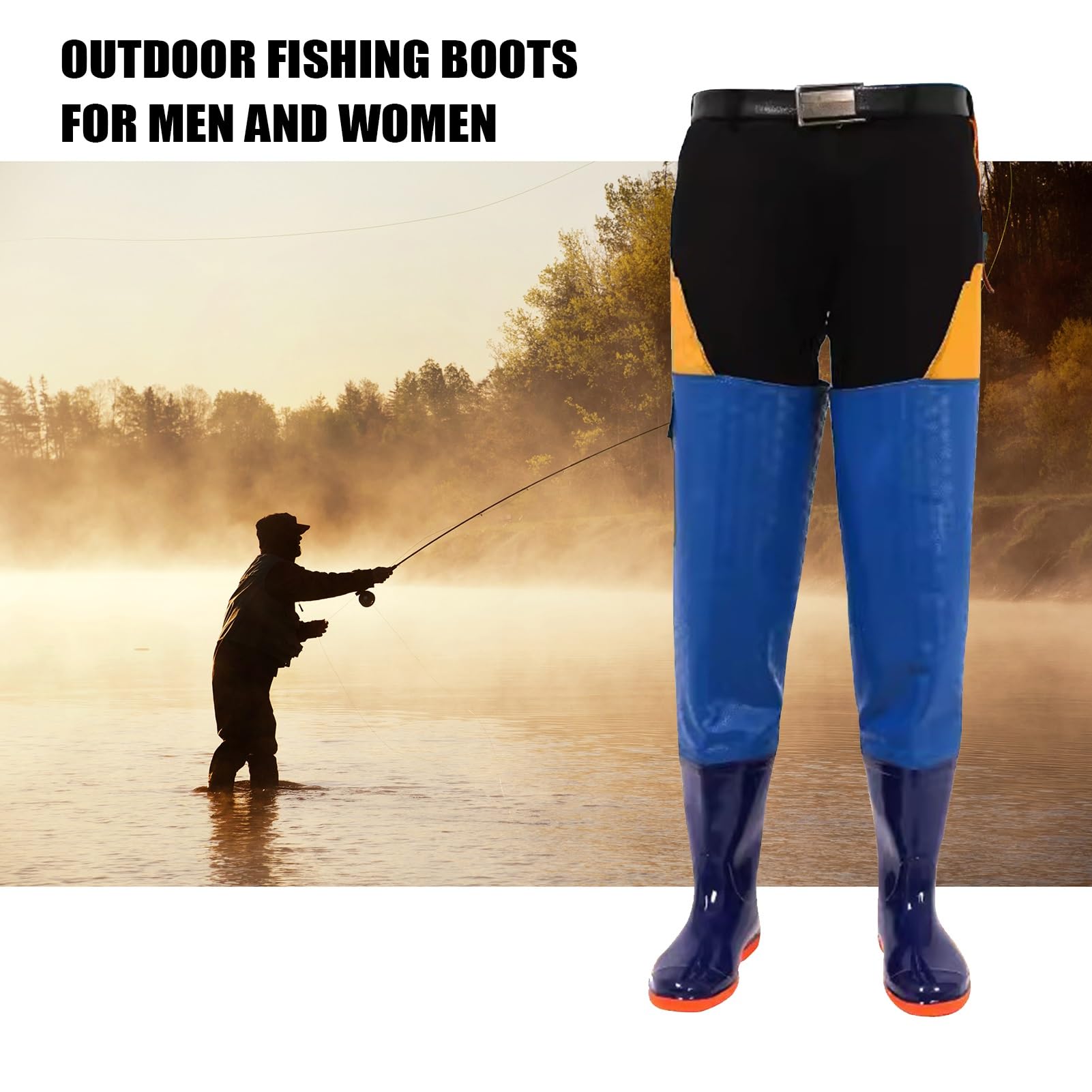 Stivali da Pesca Stivali da Pescatore da Uomo E da Donna con Tasche in PVC Leggero Impermeabile Stivali da Pescatore per La Pesca E La Caccia