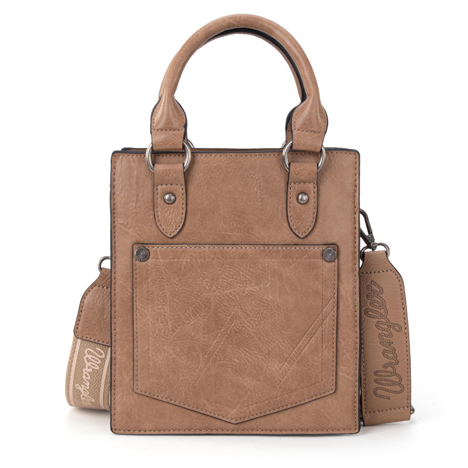 Wrangler Bolso cruzado en relieve para mujer, bolso con flecos y asa superior y mini bolso occidental